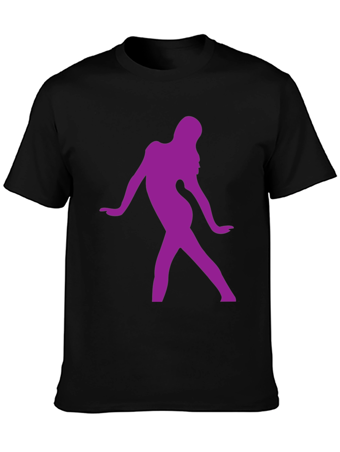 Purple Silhouette Graphic Black T-Shirt