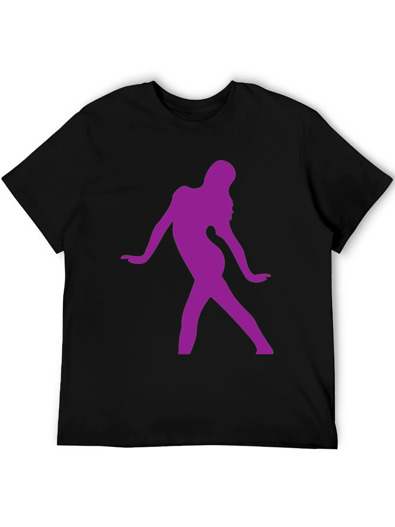 Purple Silhouette Graphic Black T-Shirt