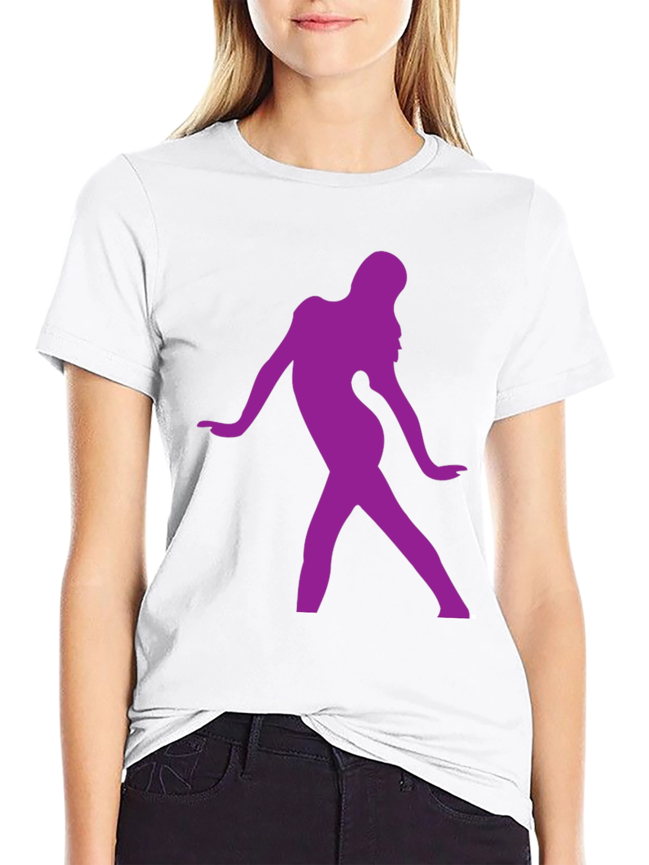 Purple Silhouette Graphic Black T-Shirt