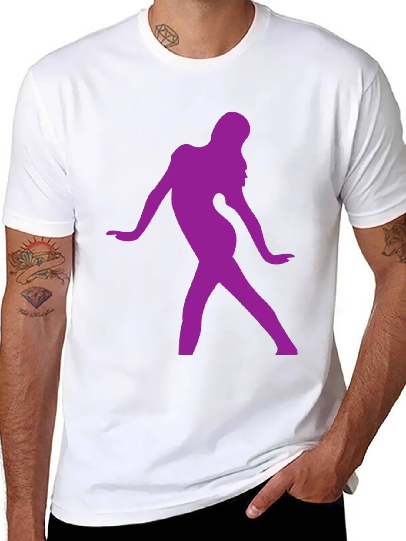 Purple Silhouette Graphic Black T-Shirt