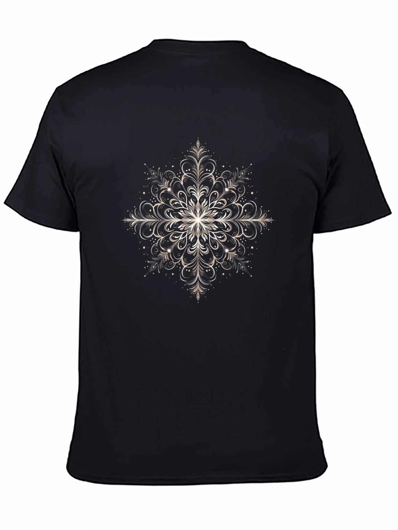 Elegant Floral Mandala Graphic Tee - Black