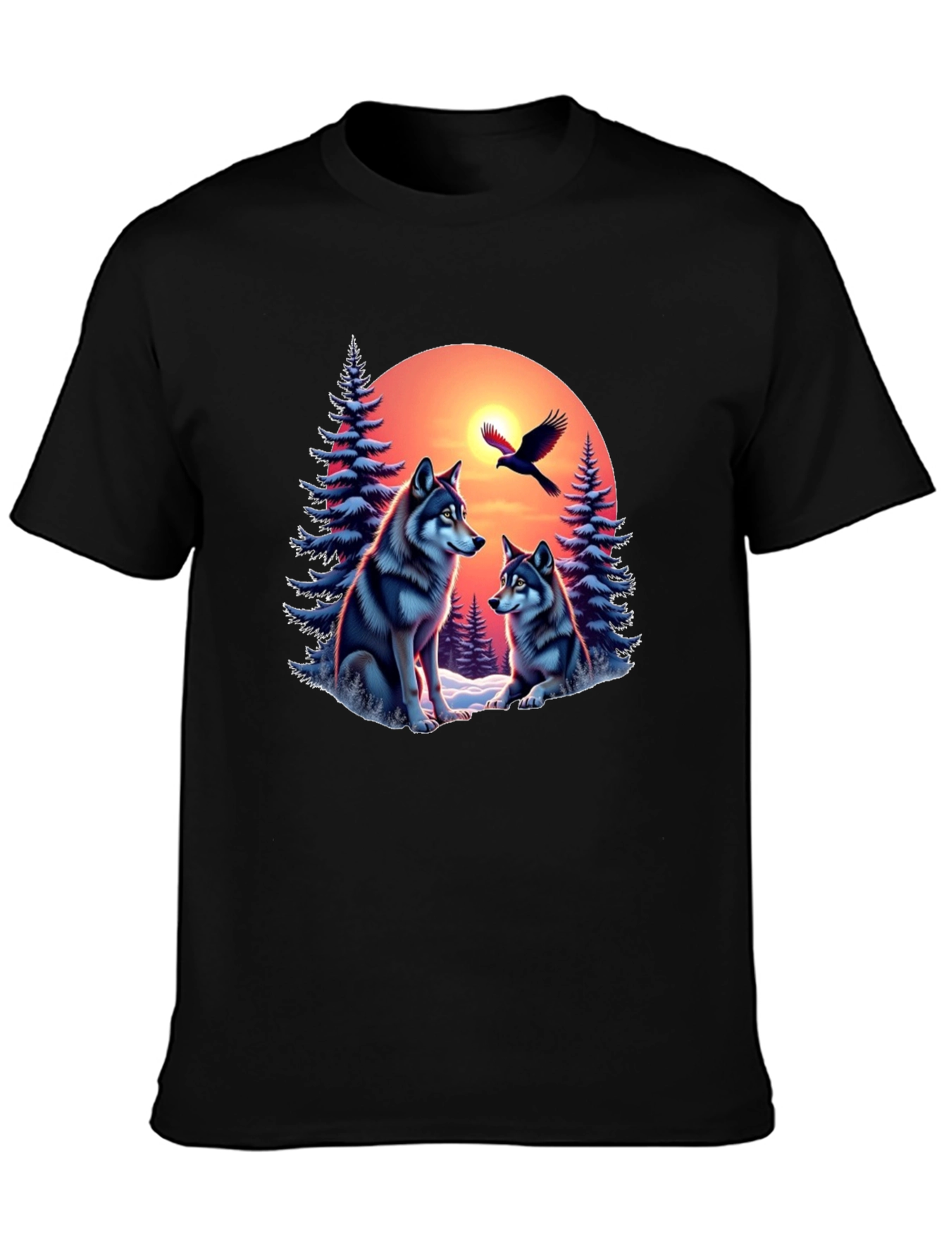 Wolf Sunset Graphic Tee - Nature Inspired Design