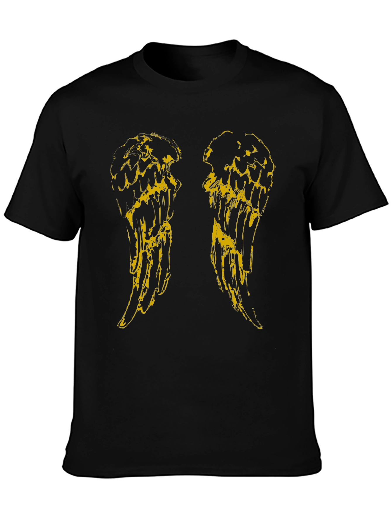 Angel Wings Graphic Tee - Black Cotton T-Shirt