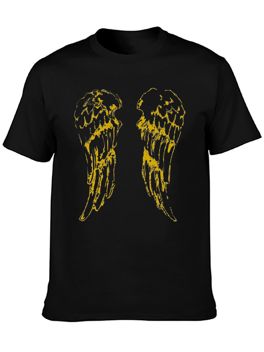 Angel Wings Graphic Tee - Black Cotton T-Shirt
