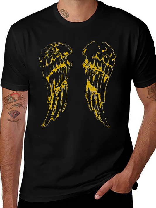 Angel Wings Graphic Tee - Black Cotton T-Shirt