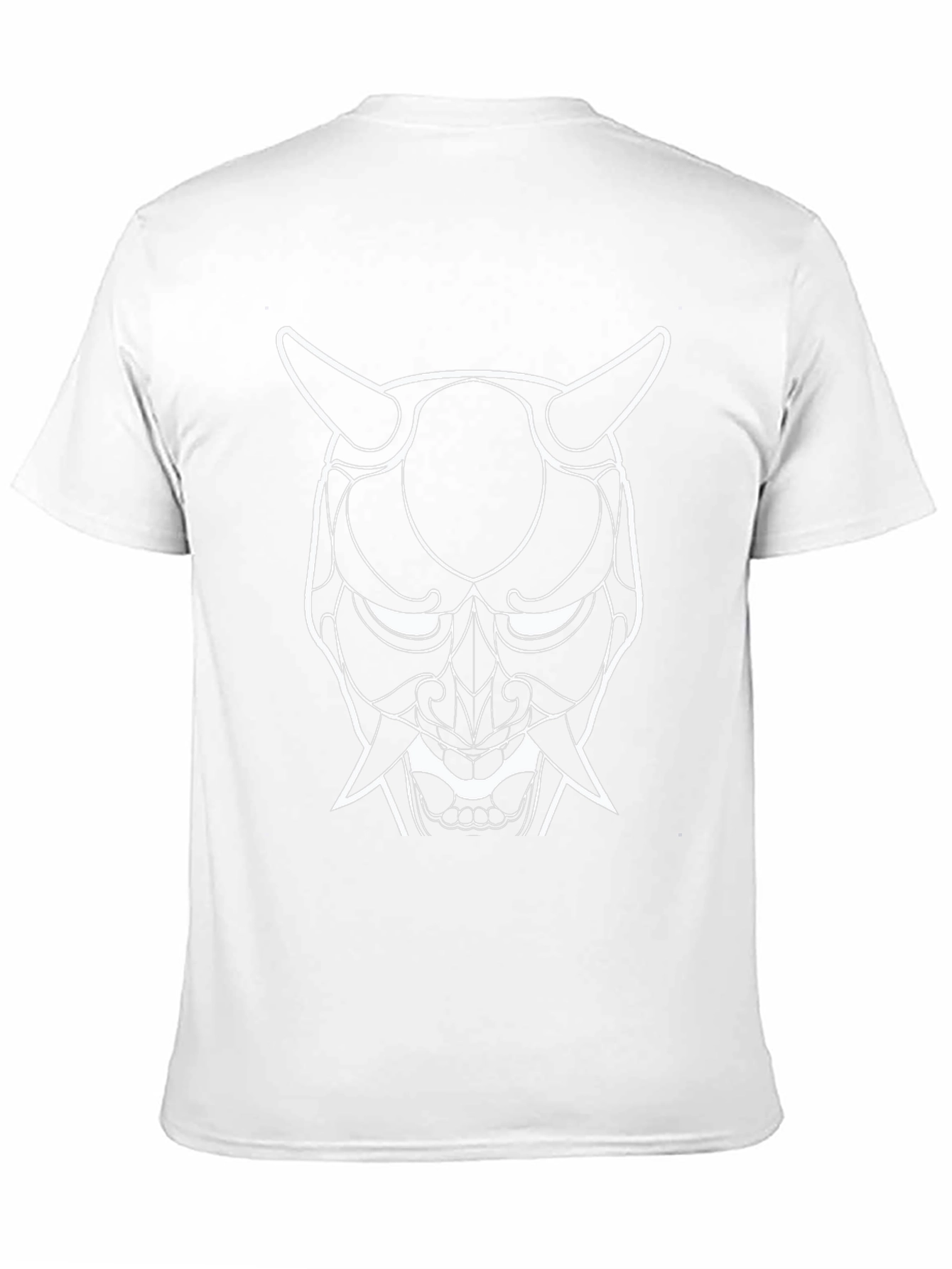 Graphic Tee: Oni Mask Design - Black Cotton T-Shirt