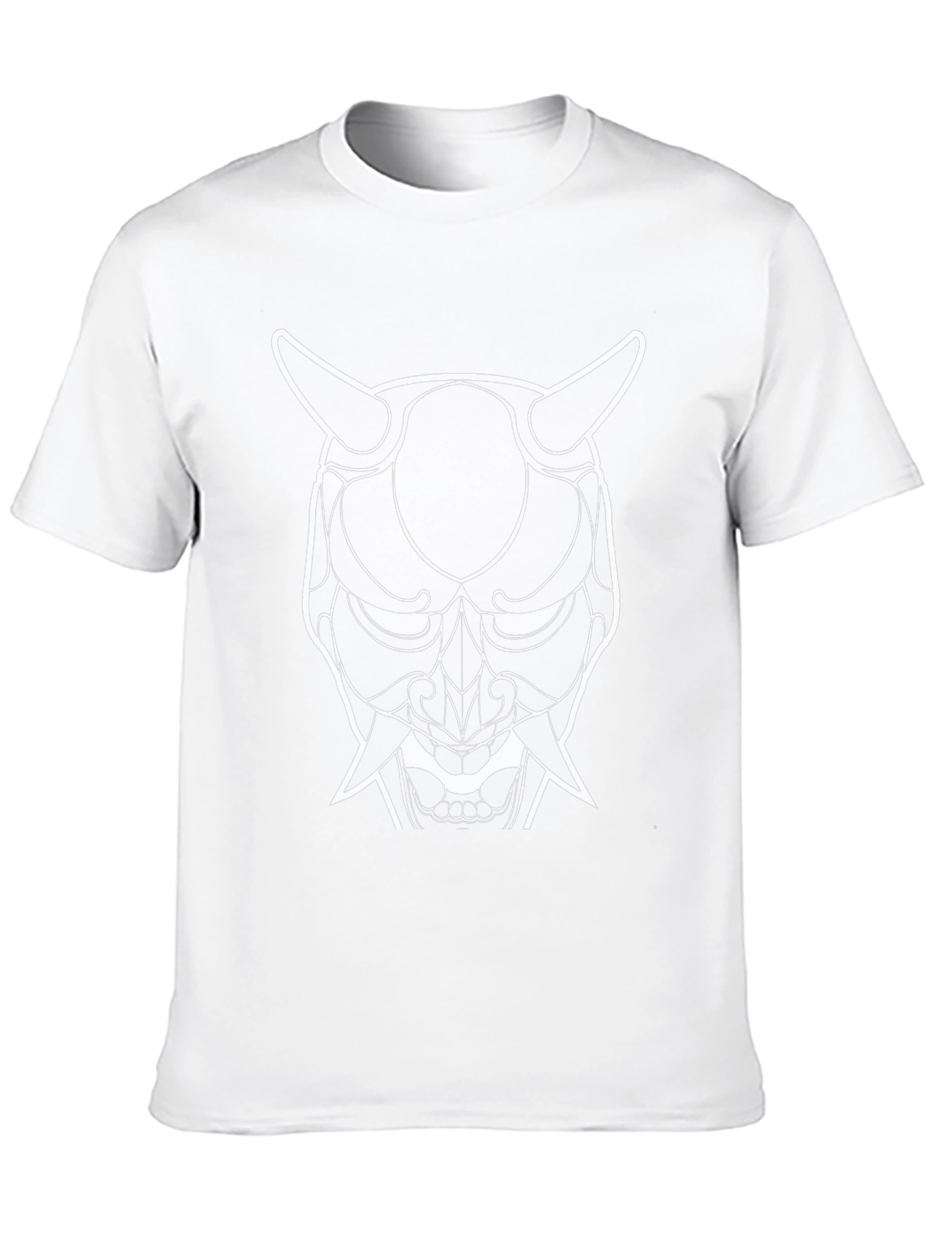 Graphic Tee: Oni Mask Design - Black Cotton T-Shirt