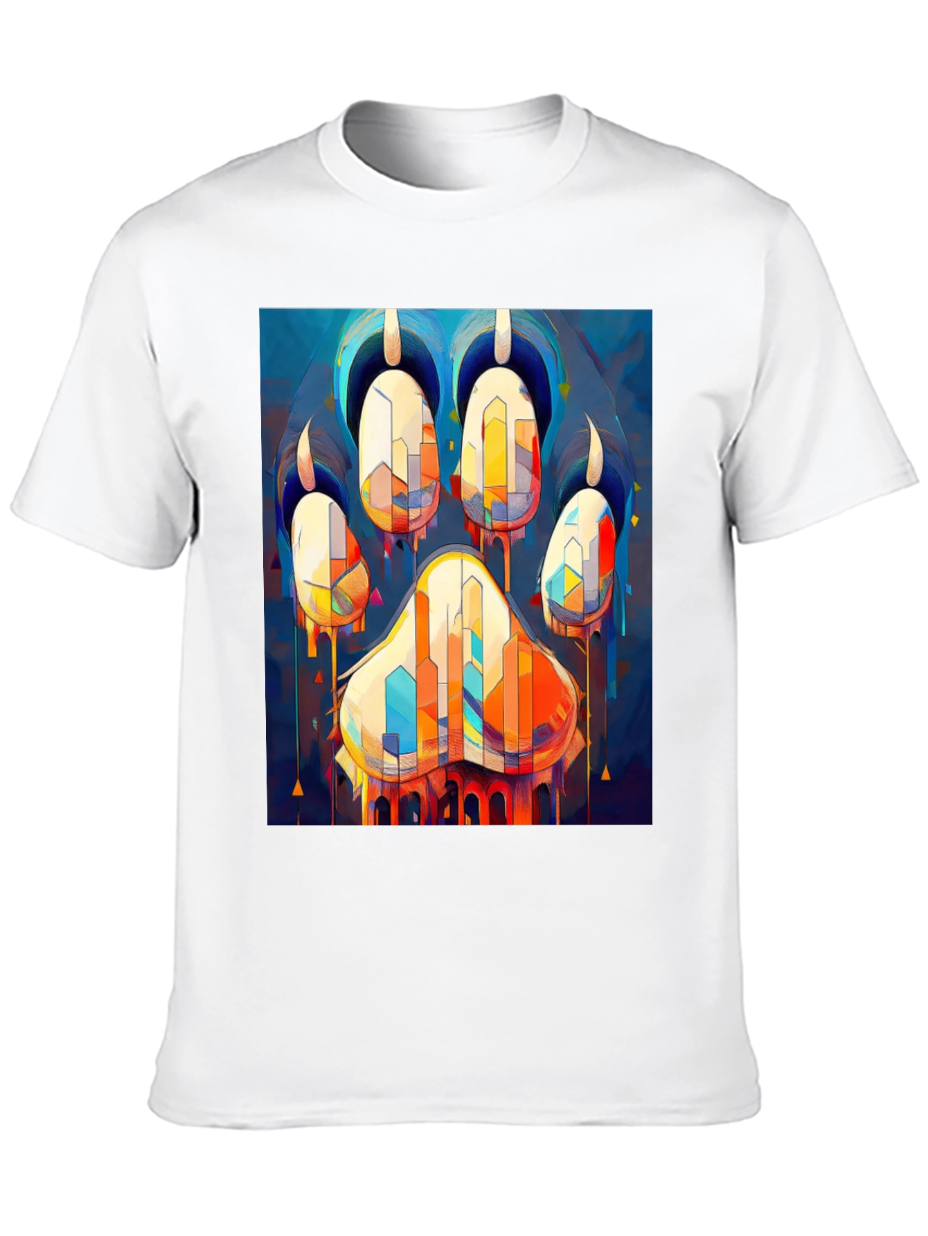 Abstract Paw Print Graphic Tee - Mens Black T-Shirt