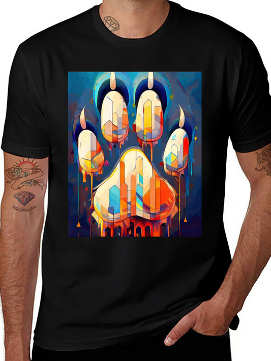 Abstract Paw Print Graphic Tee - Mens Black T-Shirt