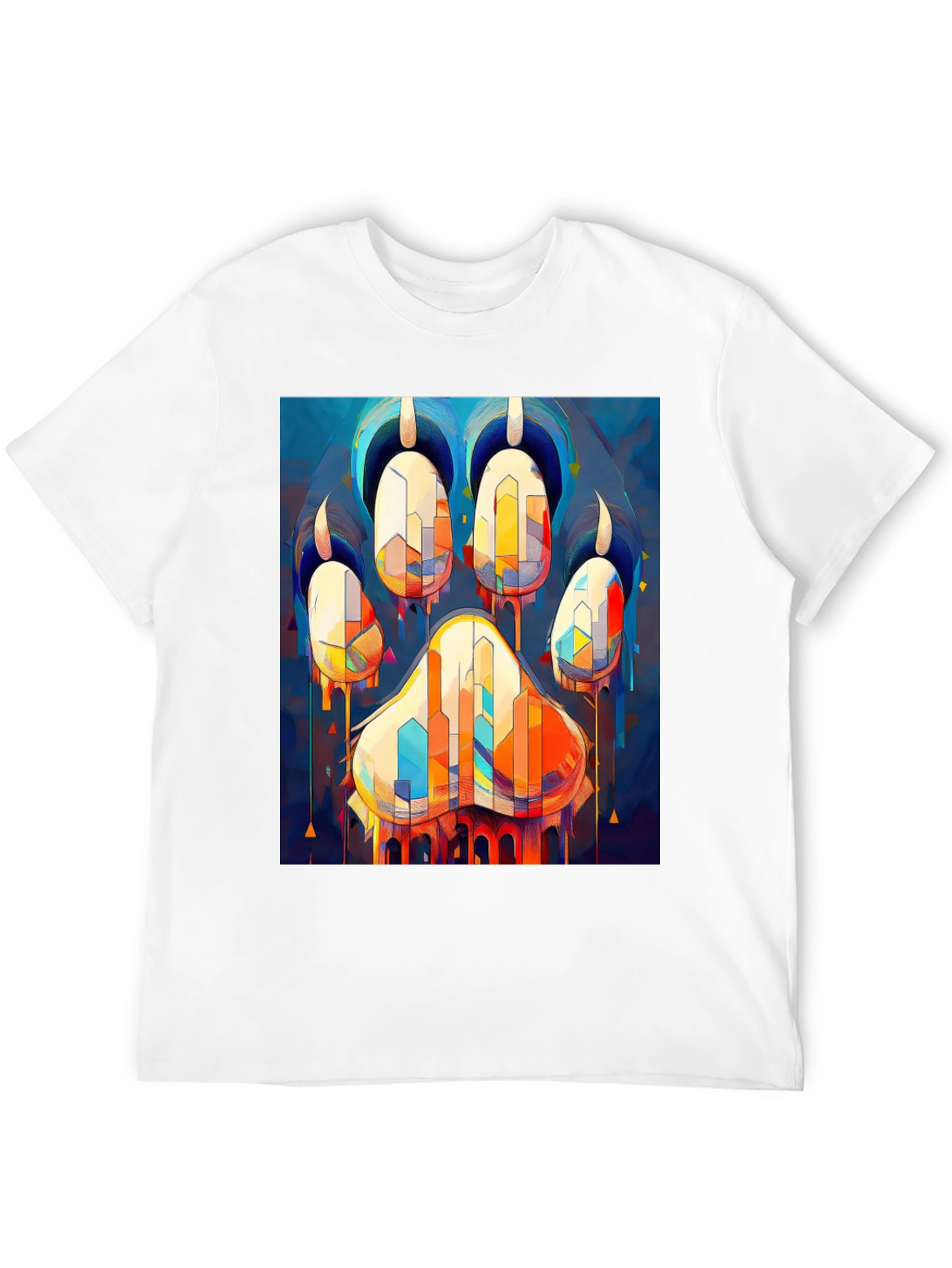 Abstract Paw Print Graphic Tee - Mens Black T-Shirt