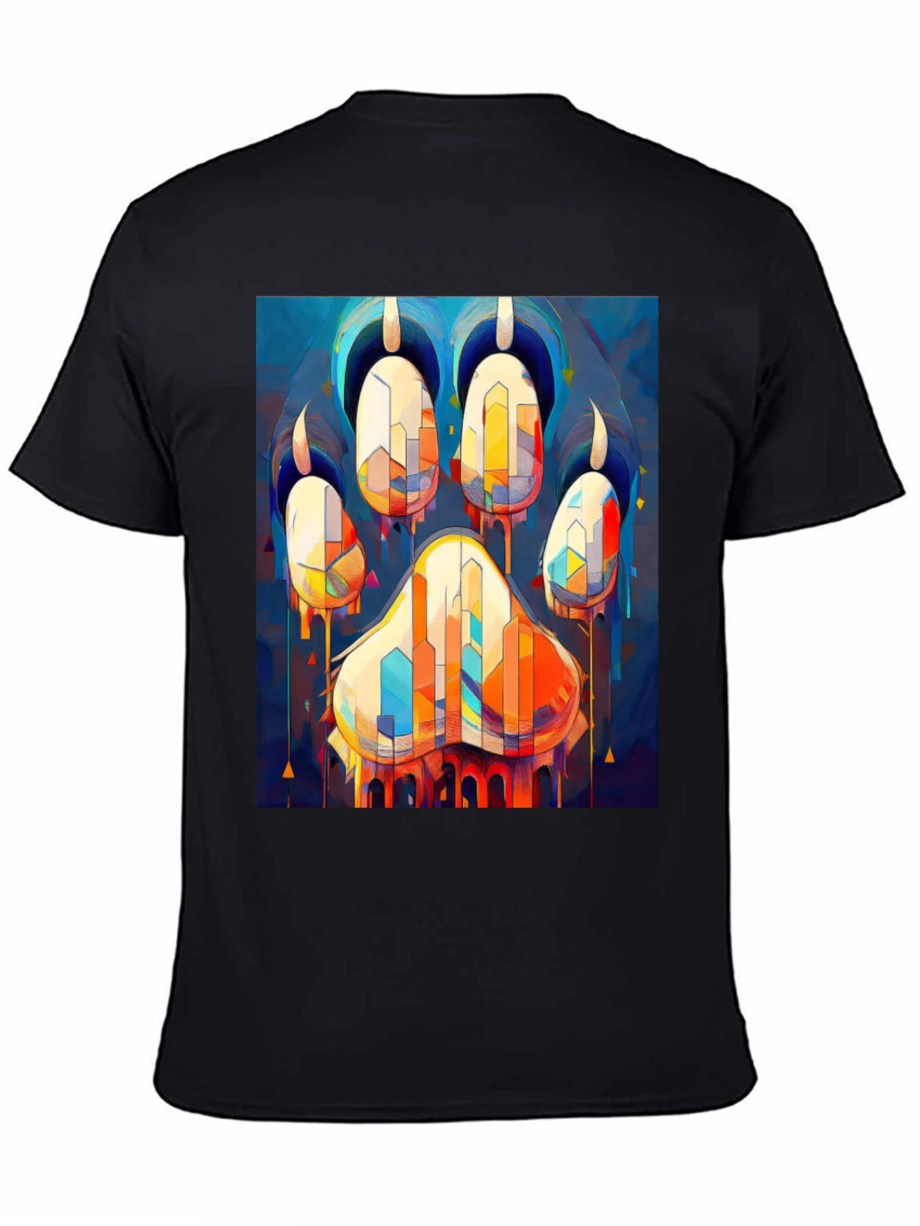 Abstract Paw Print Graphic Tee - Mens Black T-Shirt