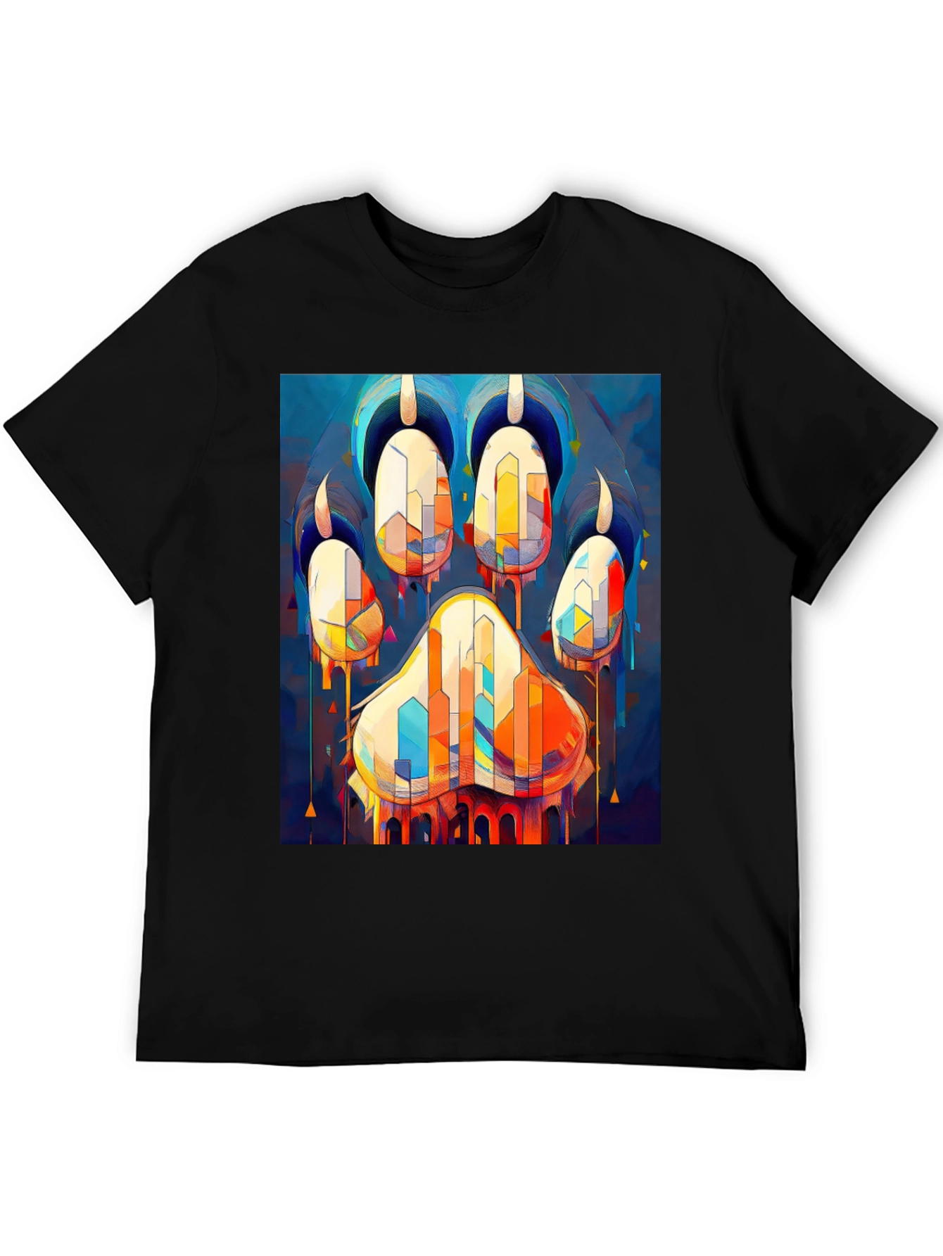 Abstract Paw Print Graphic Tee - Mens Black T-Shirt