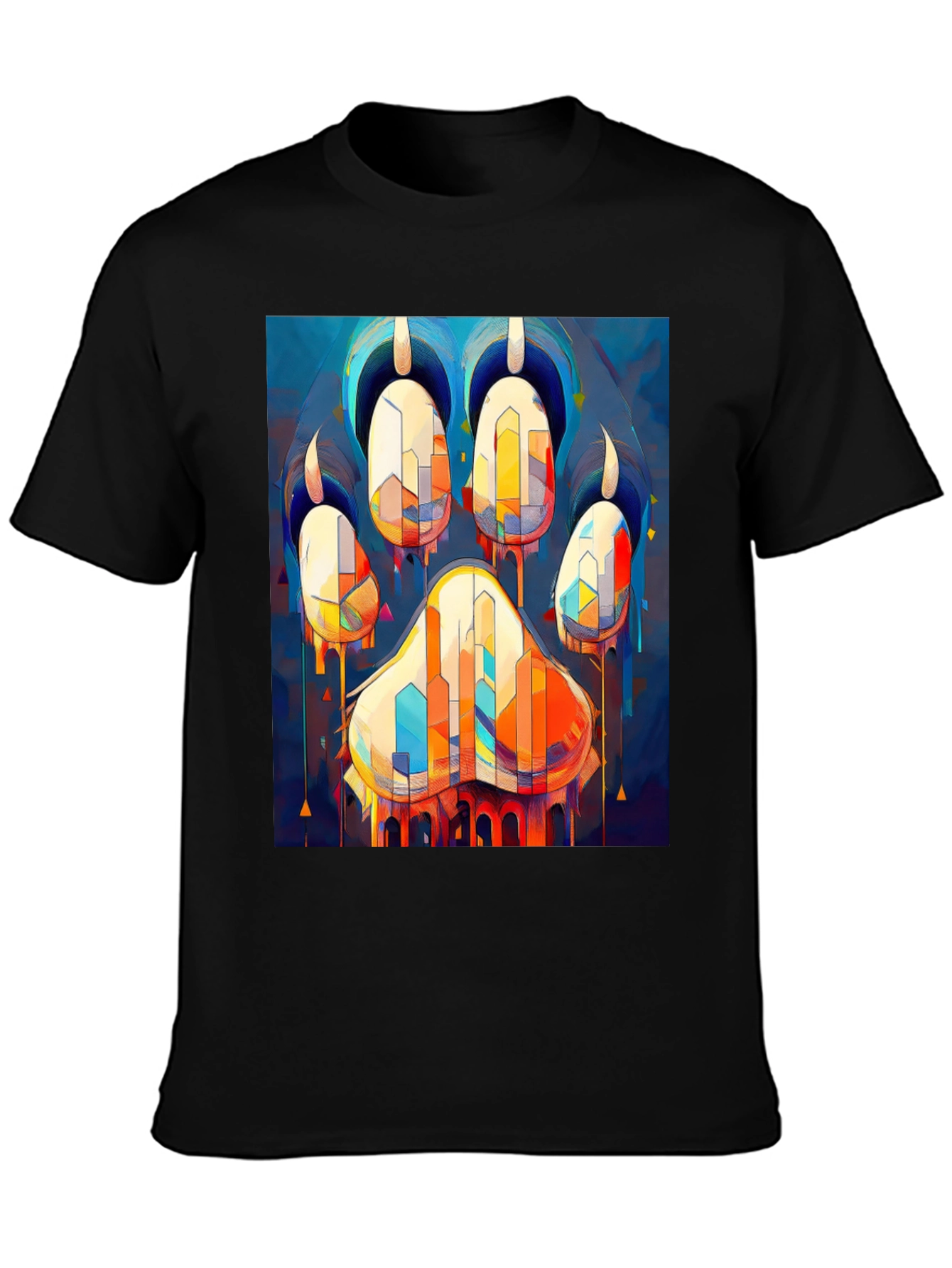 Abstract Paw Print Graphic Tee - Mens Black T-Shirt