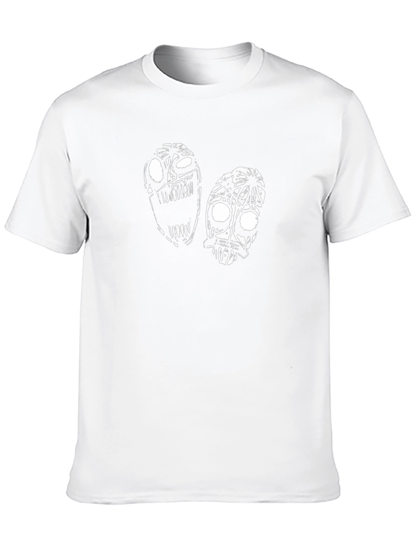 Black T-Shirt with Abstract Faces Design