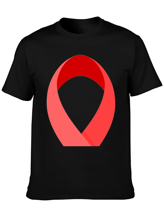Abstract Red Ribbon Graphic Tee - Modern Casual Style