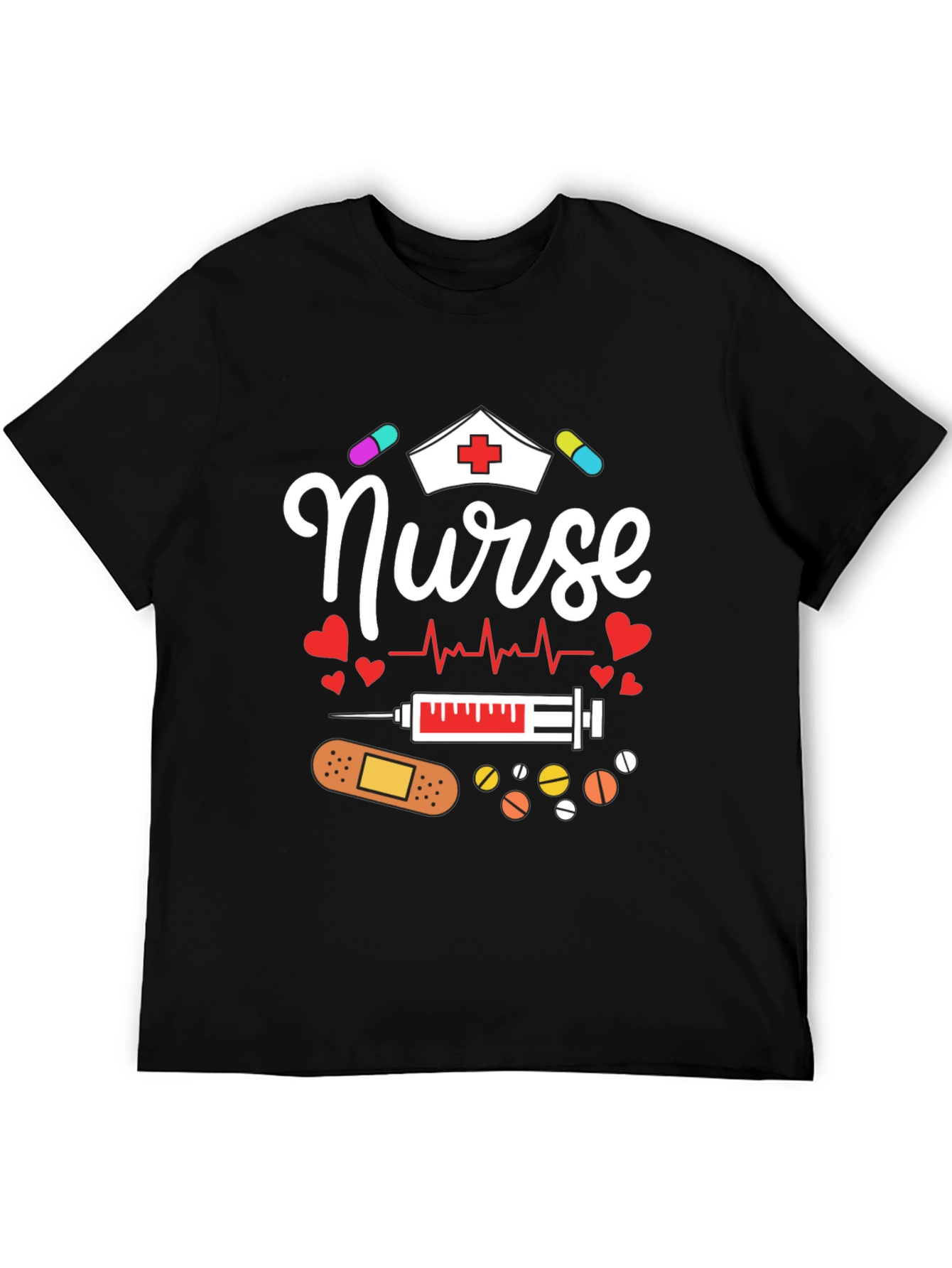 Nurse Graphic Print Black T-Shirt