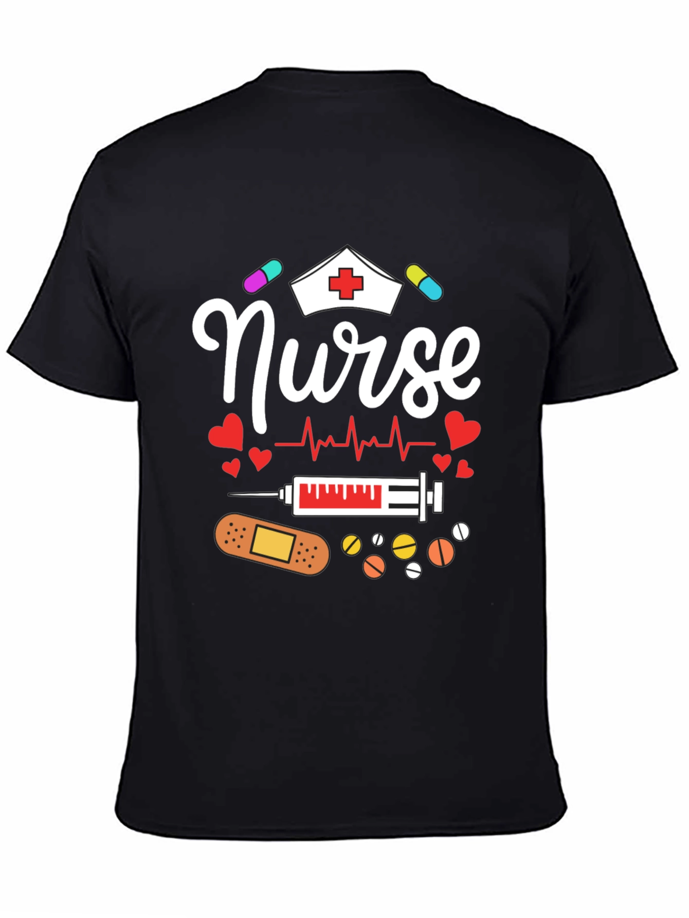 Nurse Graphic Print Black T-Shirt