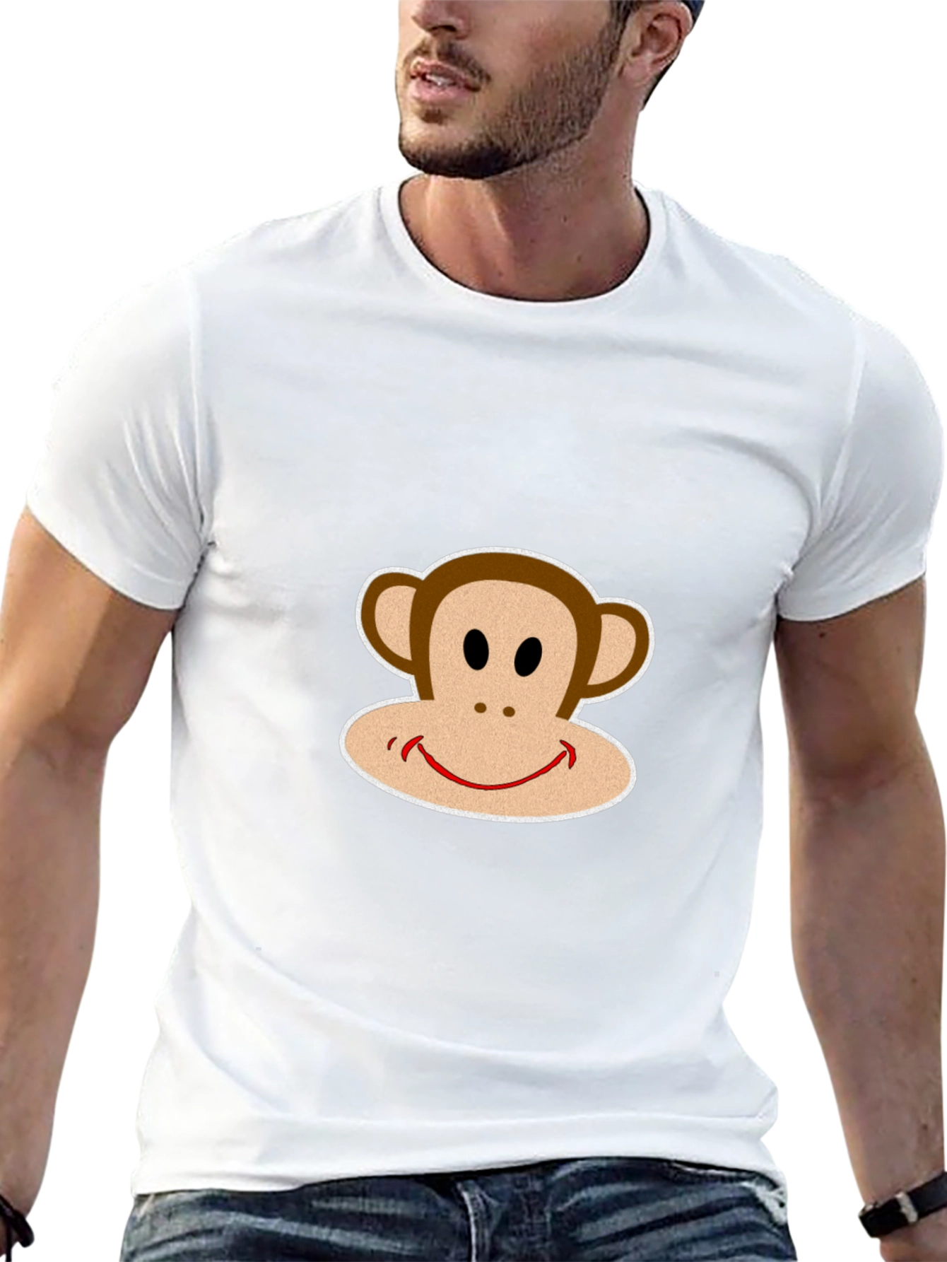 Black T-Shirt with Smiling Monkey Graphic