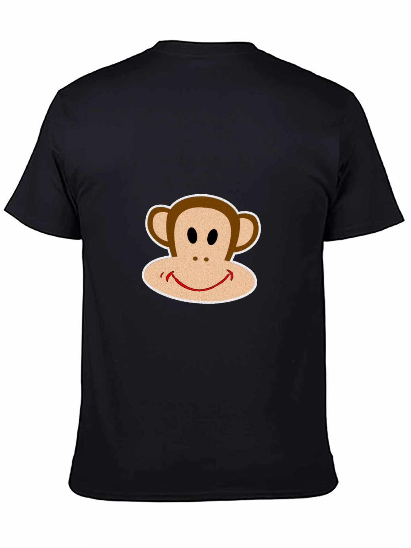 Black T-Shirt with Smiling Monkey Graphic
