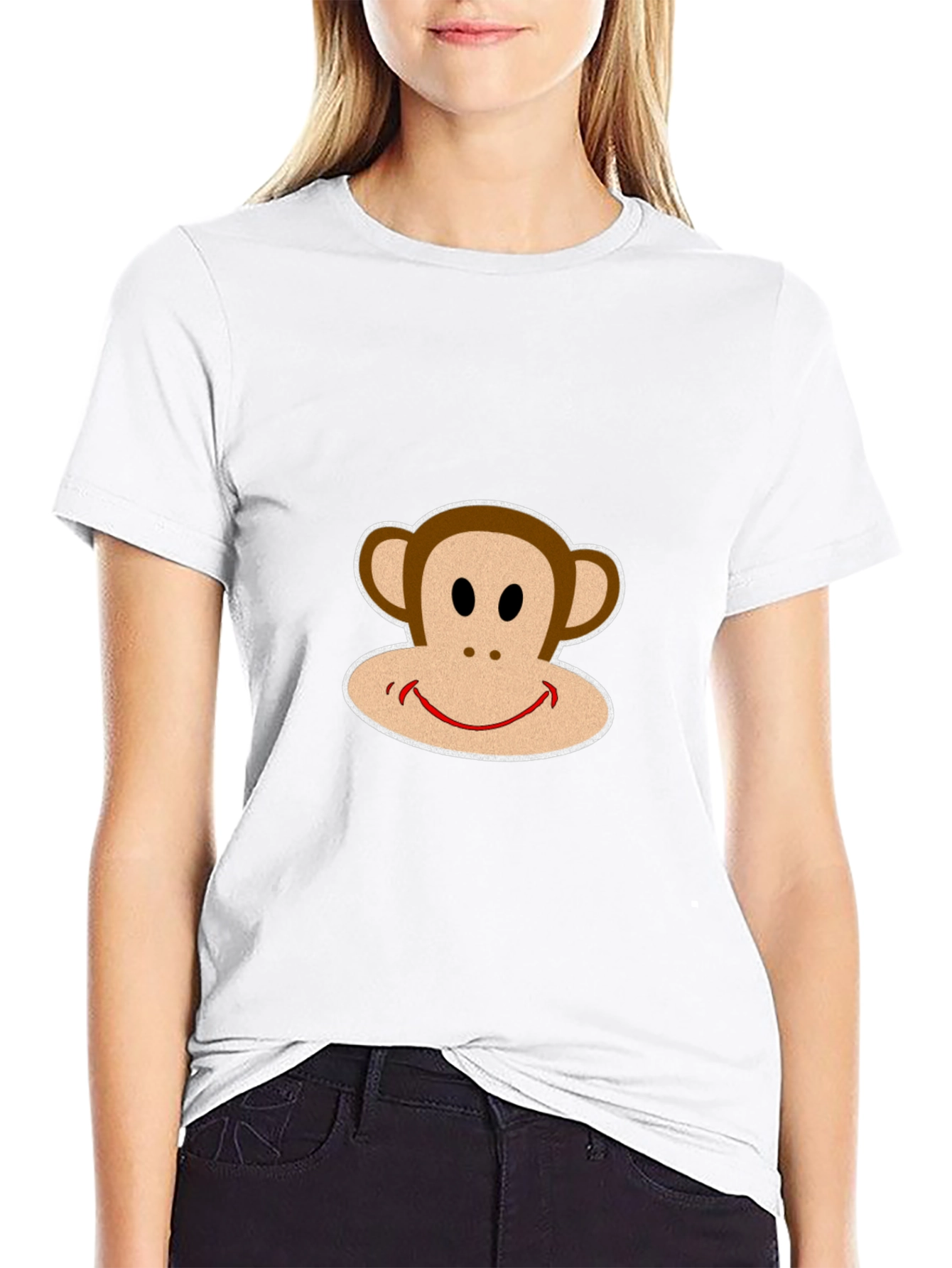 Black T-Shirt with Smiling Monkey Graphic