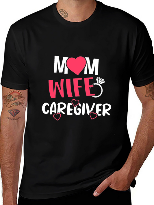 Mom Wife Caregiver Graphic Tee - Black T-Shirt