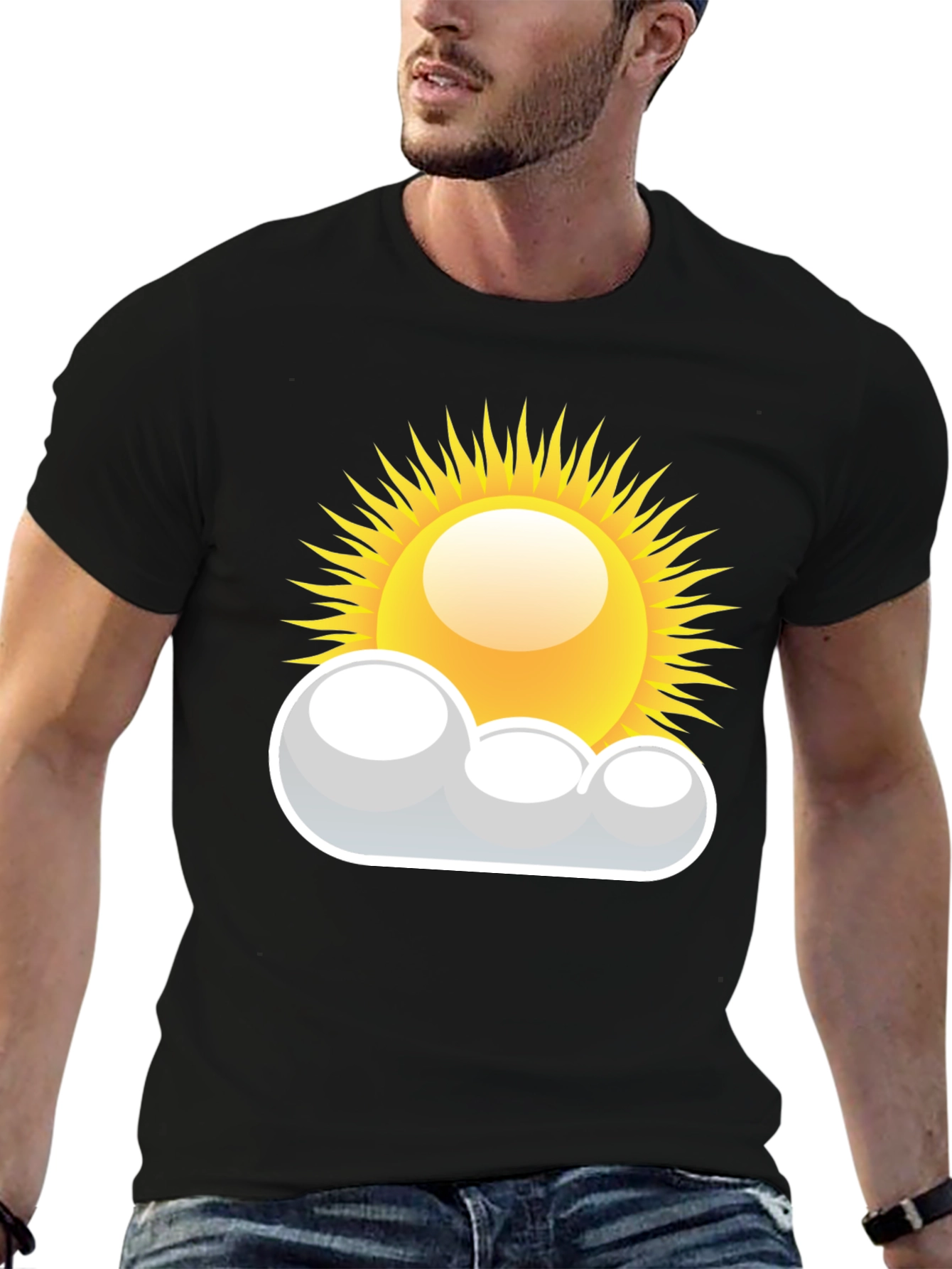 Sunny Day Graphic Tee - Black Cotton T-Shirt