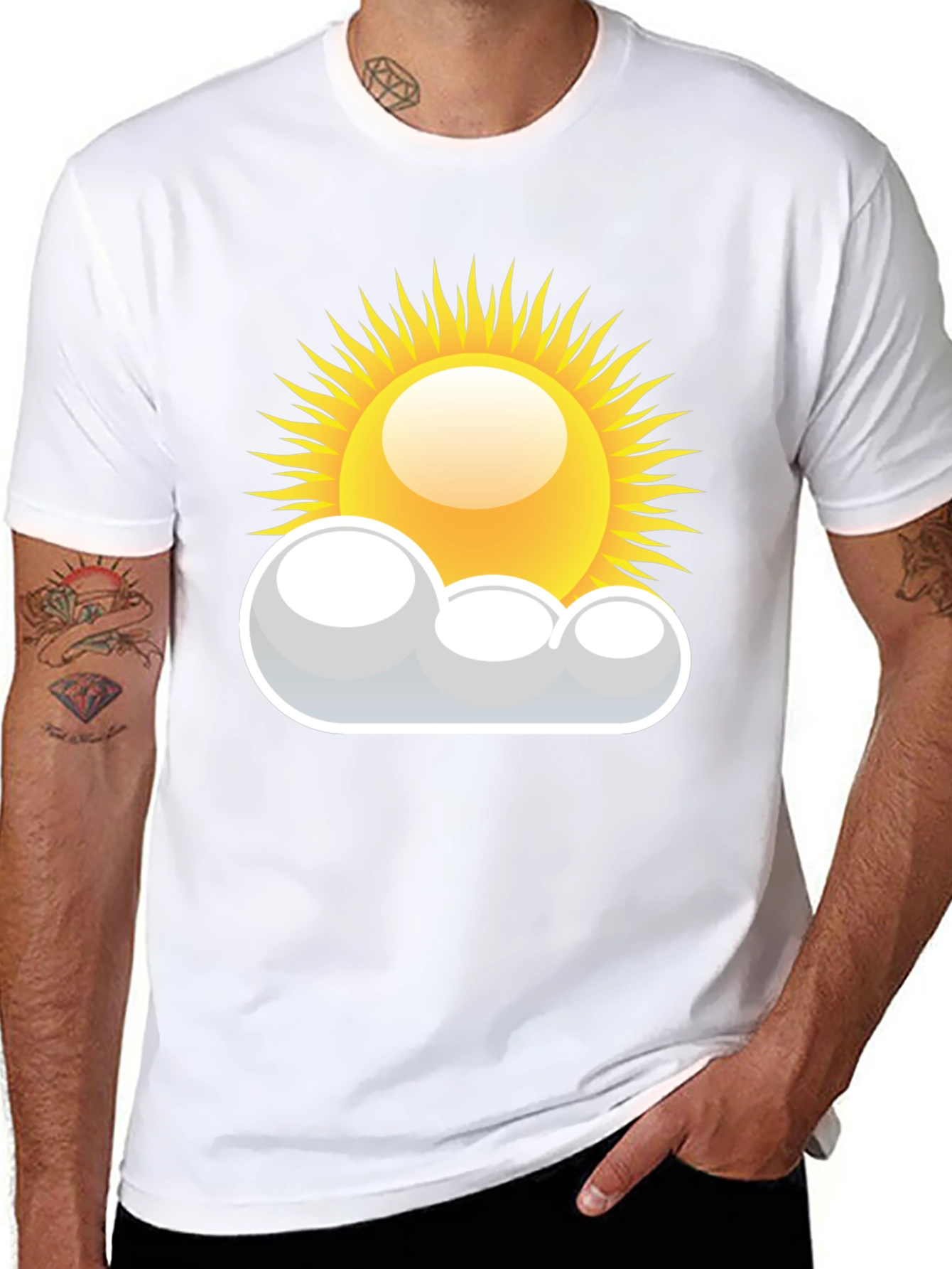 Sunny Day Graphic Tee - Black Cotton T-Shirt