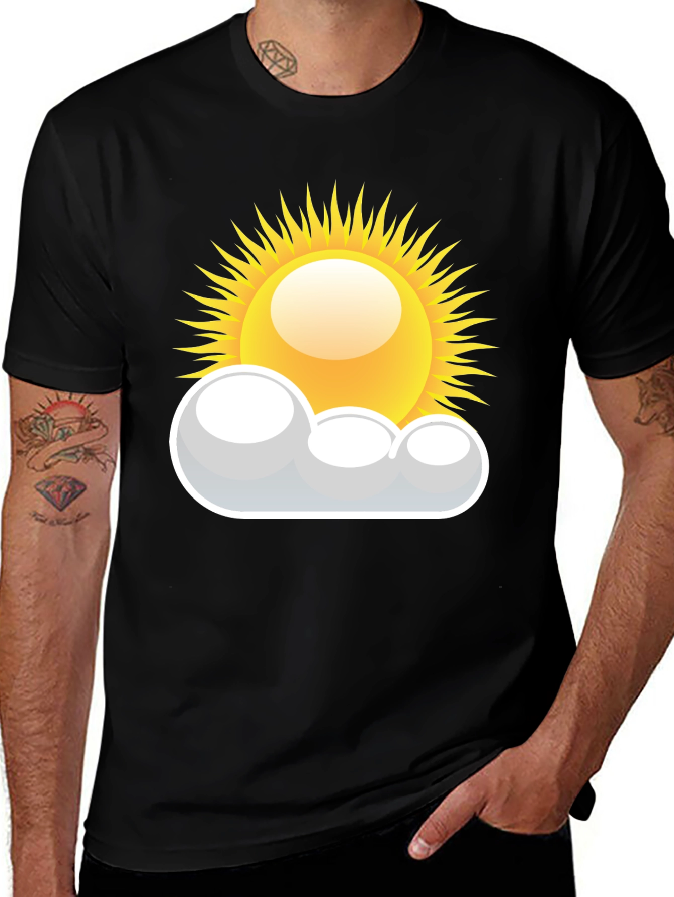 Sunny Day Graphic Tee - Black Cotton T-Shirt