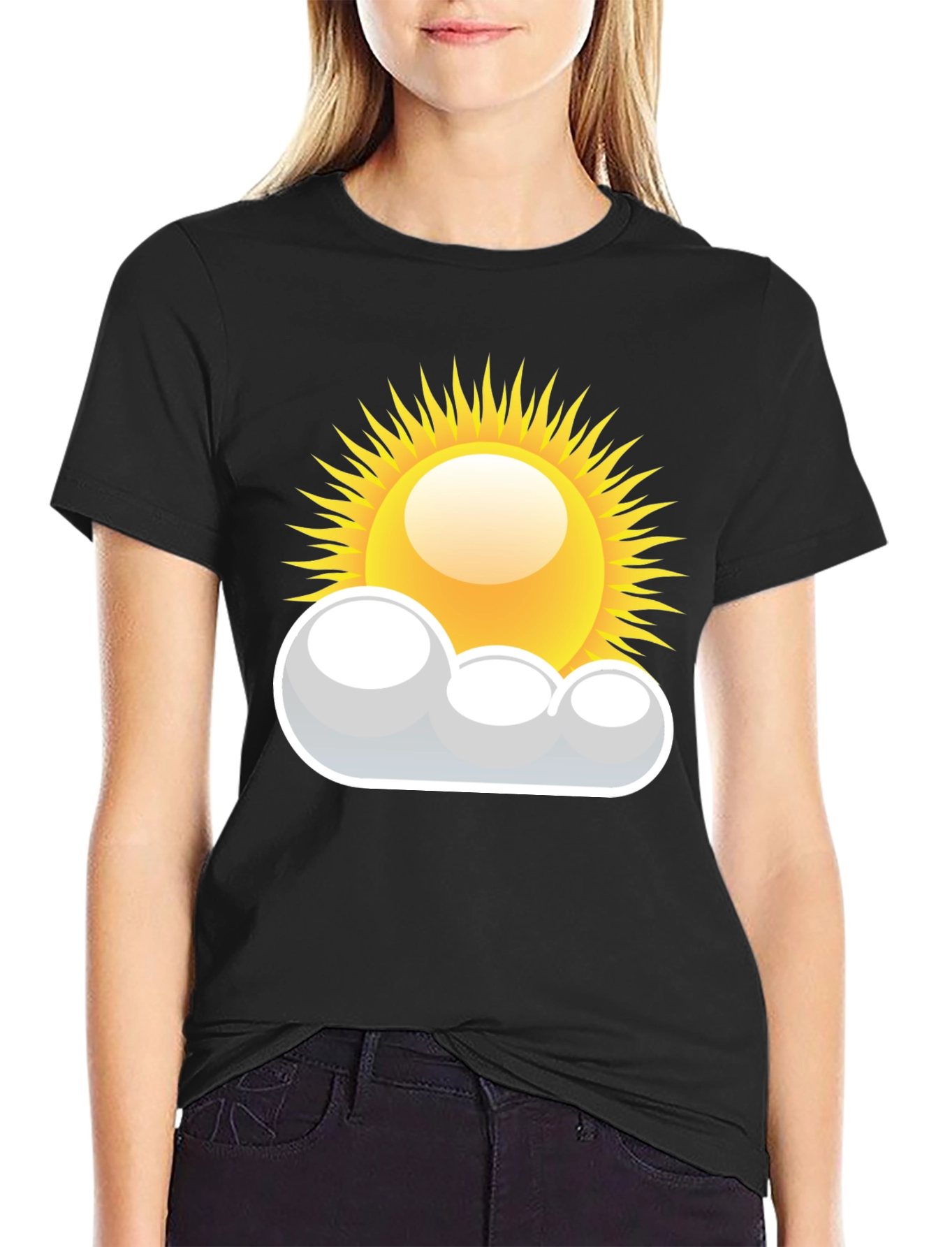 Sunny Day Graphic Tee - Black Cotton T-Shirt