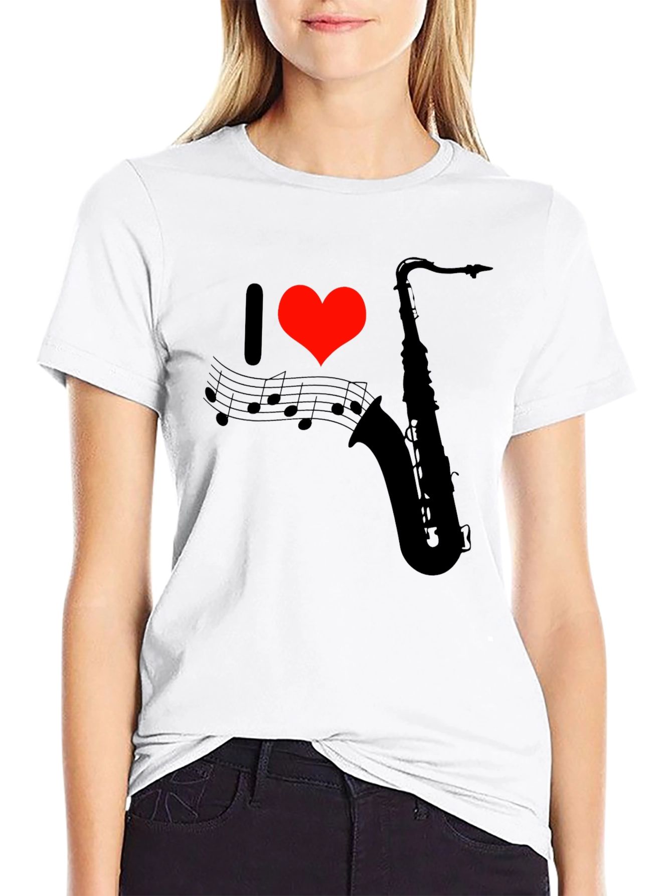I Heart Saxophone Graphic Tee - Music Lover T-Shirt