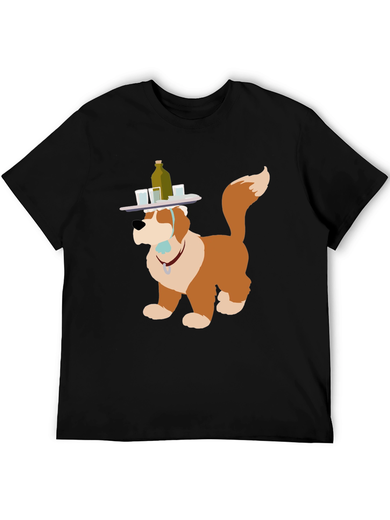 Saint Bernard Bartender Dog Graphic T-Shirt