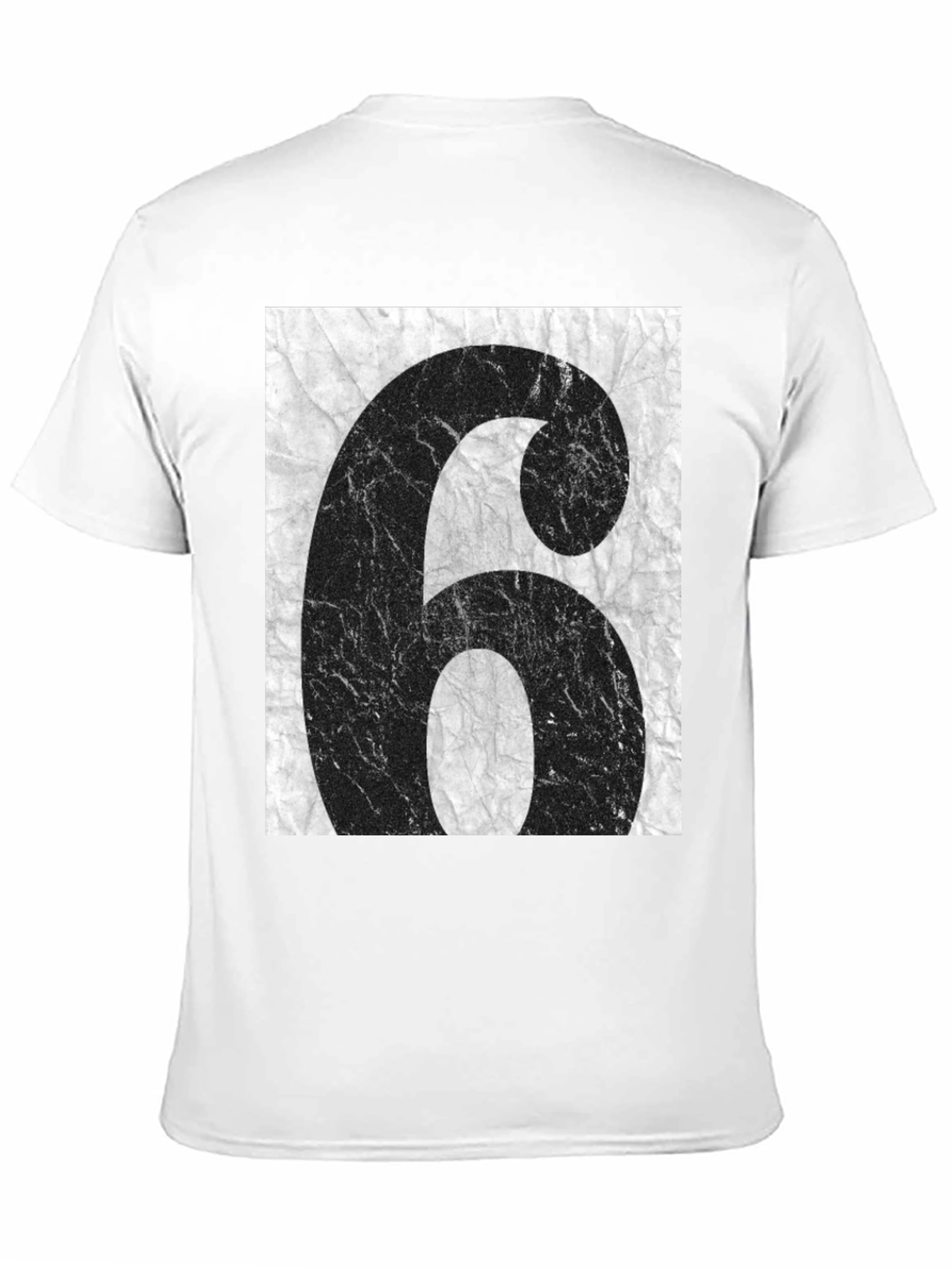 Distressed Number 6 Graphic Tee - Unisex Black T-Shirt