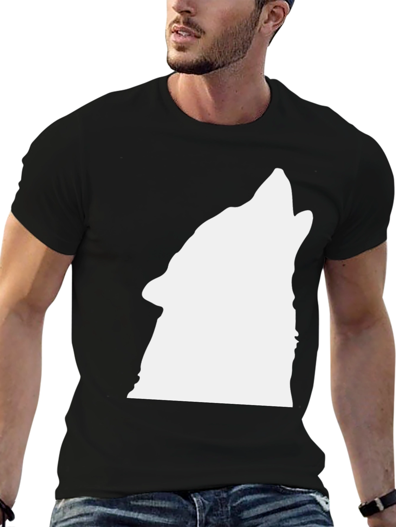 Black Wolf Howl Graphic Tee - Mens Casual Shirt