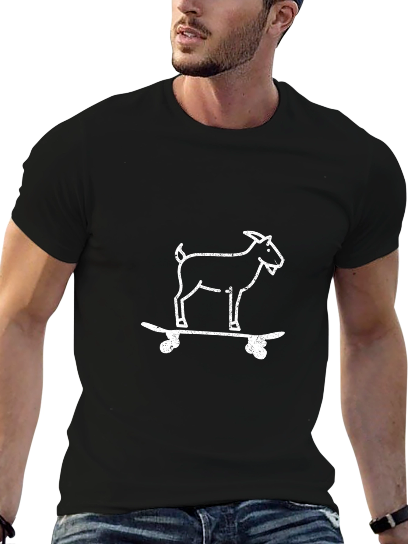 Goat Skateboarder Graphic Tee - Black