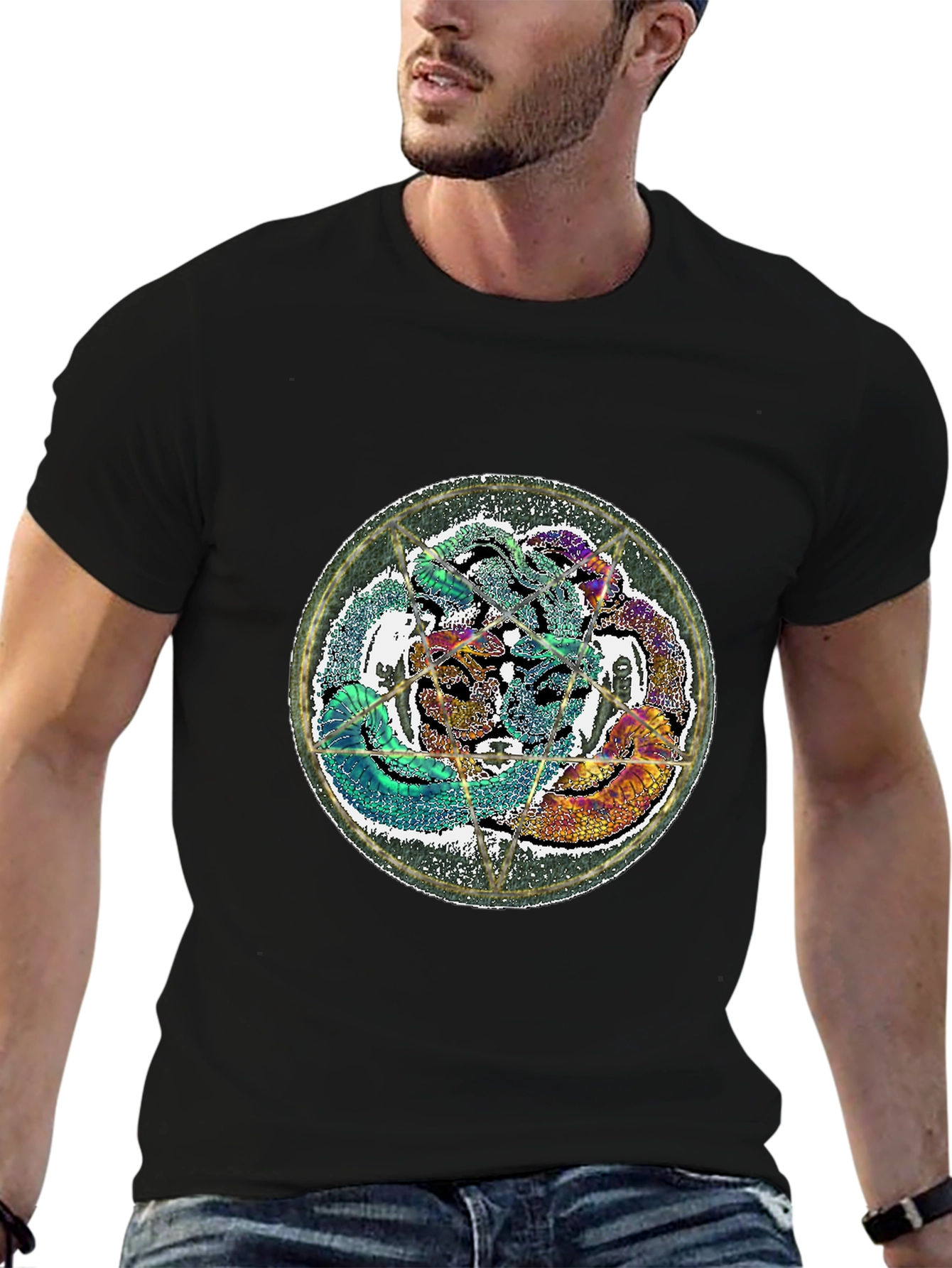 Mystic Snake Graphic Tee - Black Cotton