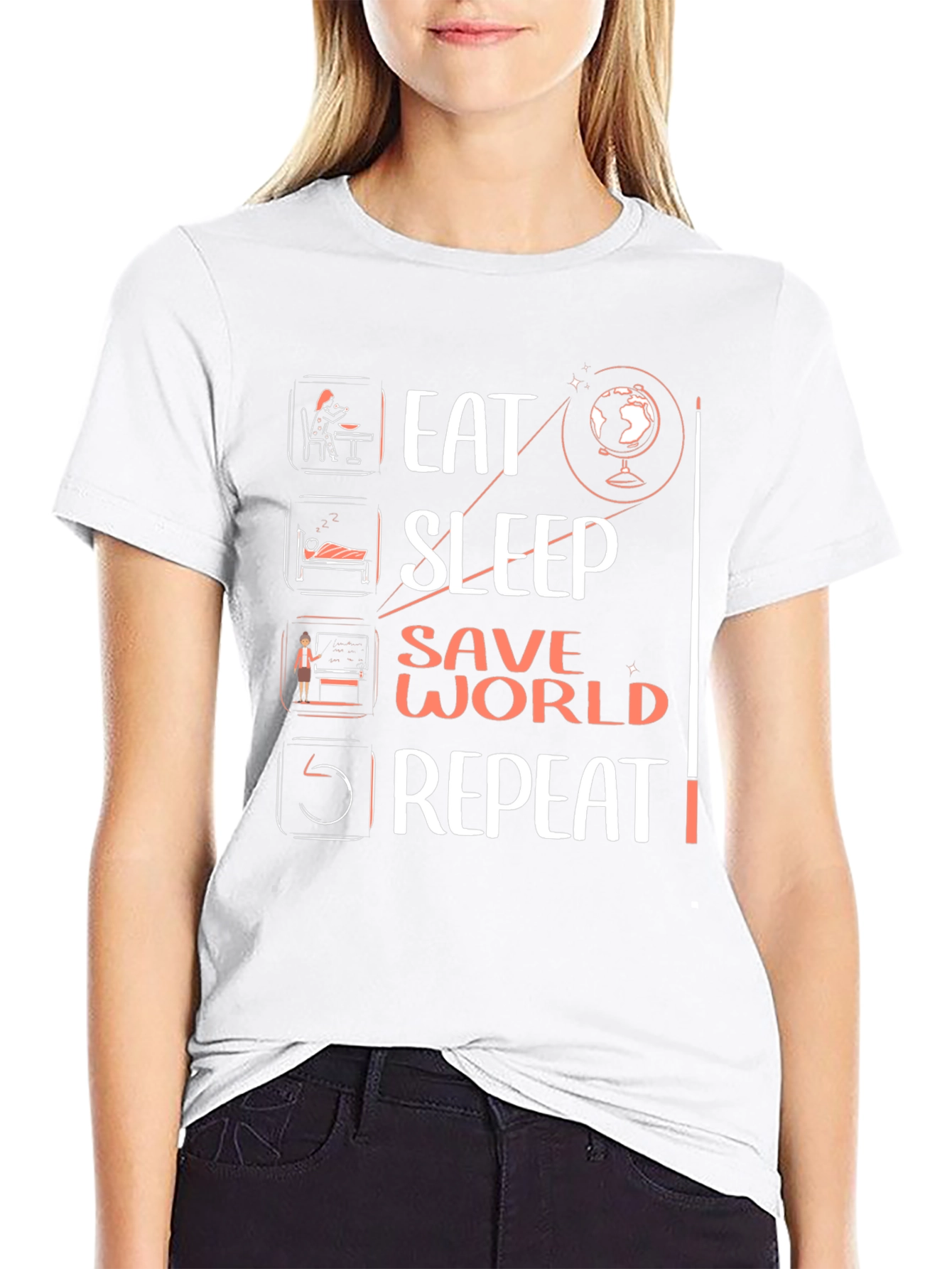Eat Sleep Save World Repeat Graphic Tee