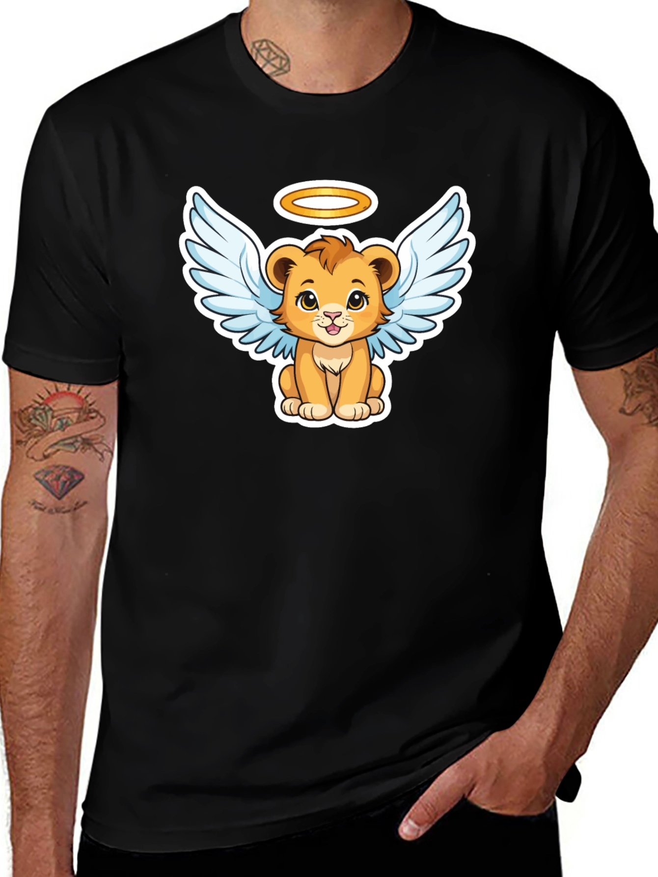 Angel Lion Graphic Tee - Cute Cartoon Lion Shirt