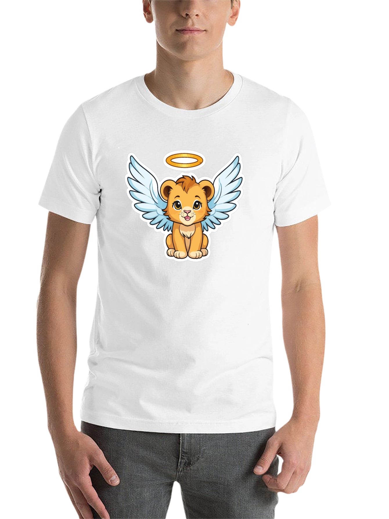 Angel Lion Graphic Tee - Cute Cartoon Lion Shirt
