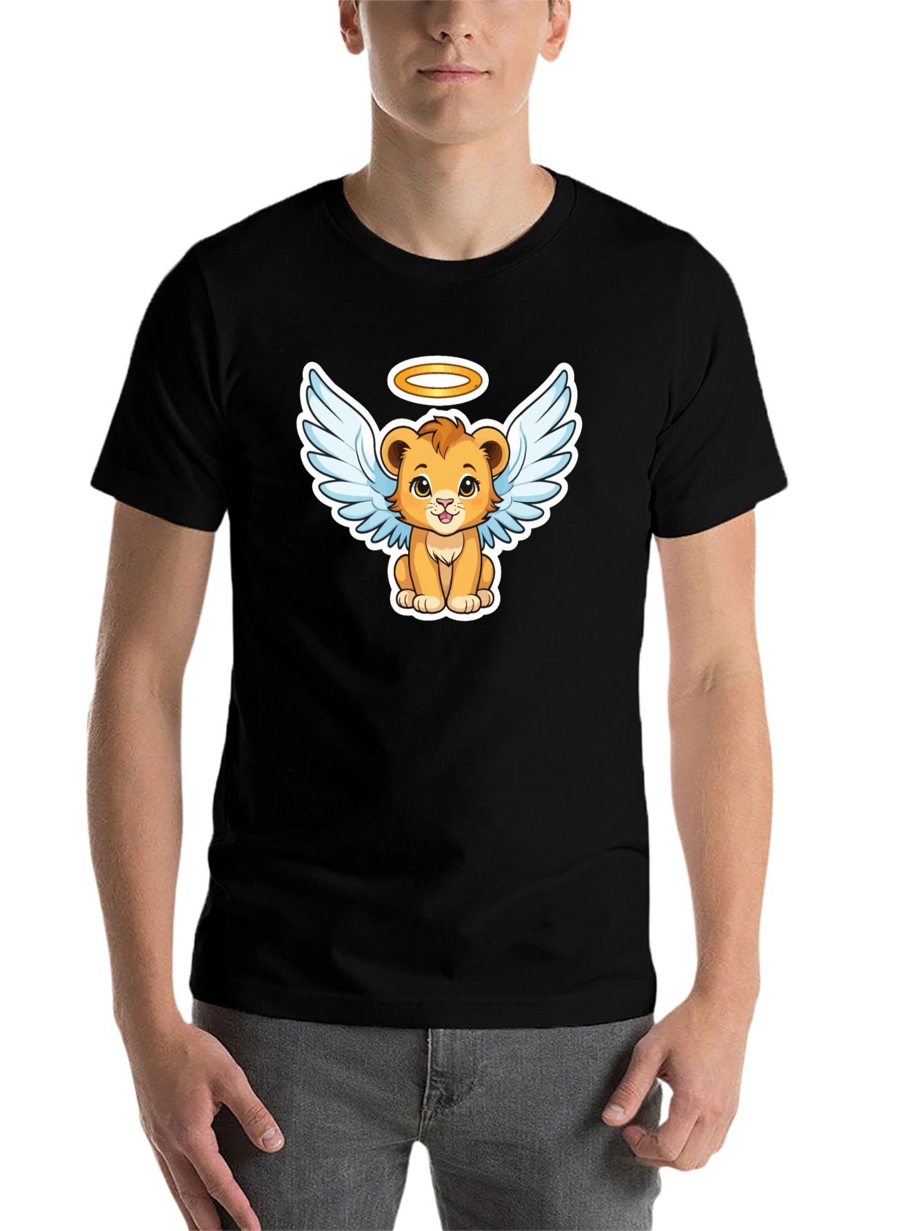 Angel Lion Graphic Tee - Cute Cartoon Lion Shirt