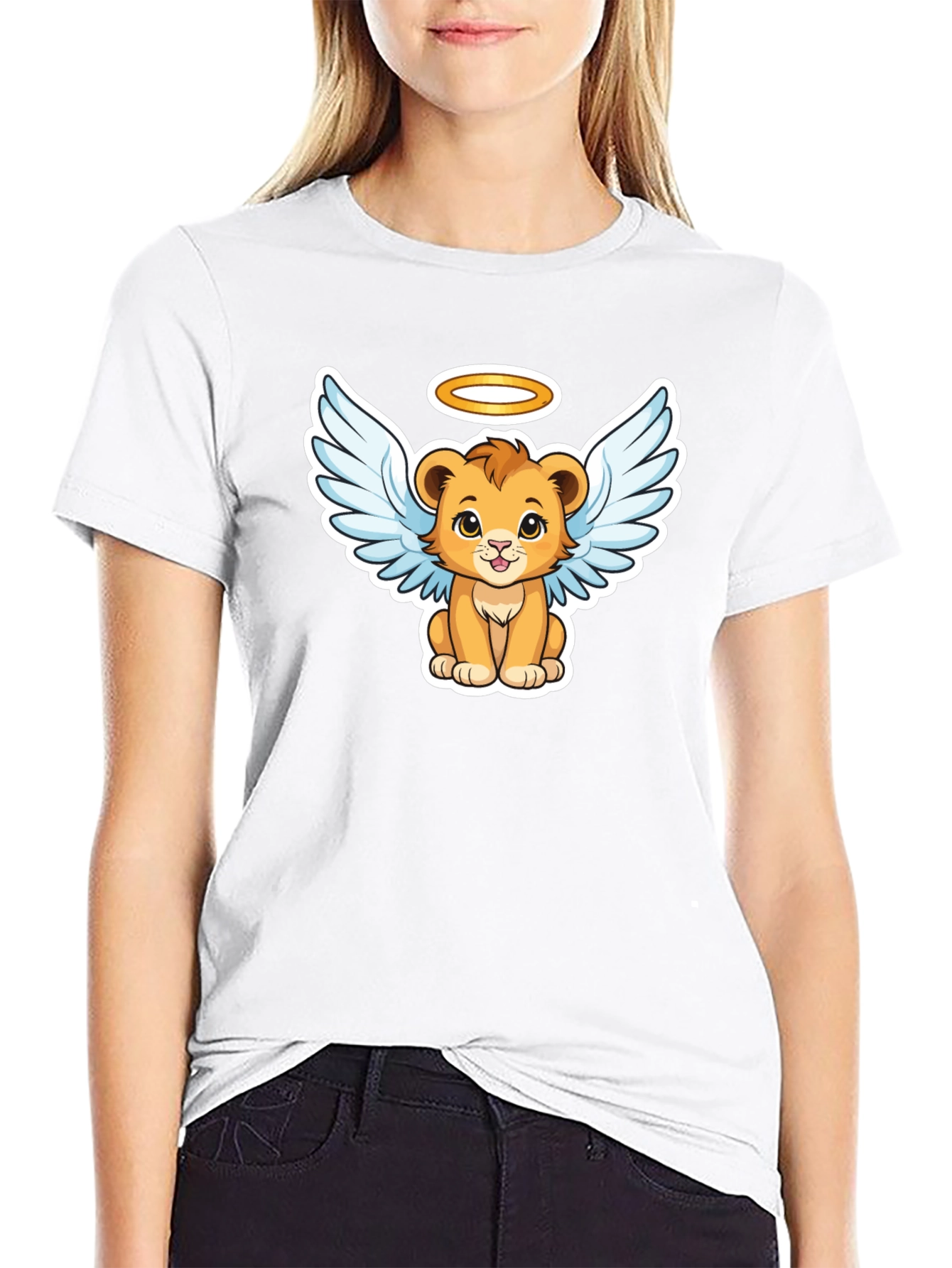 Angel Lion Graphic Tee - Cute Cartoon Lion Shirt