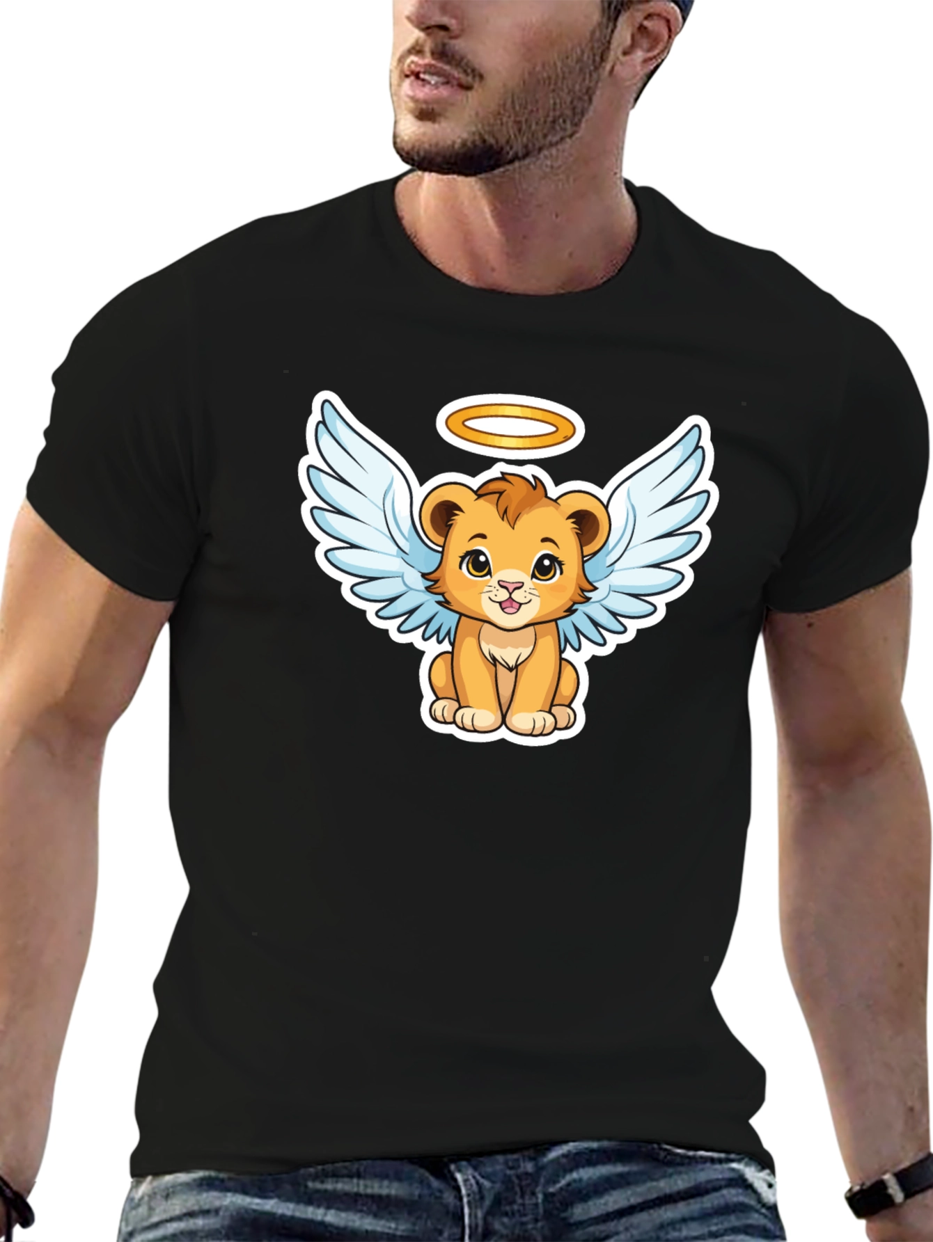 Angel Lion Graphic Tee - Cute Cartoon Lion Shirt