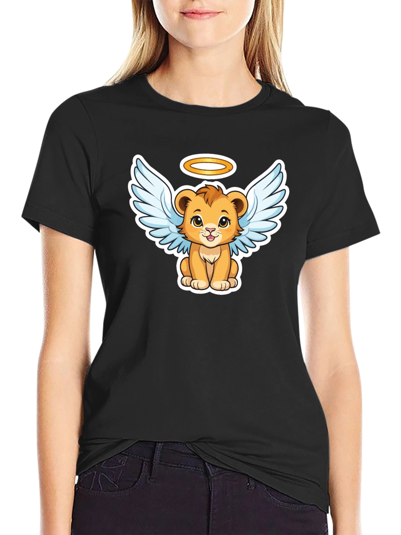 Angel Lion Graphic Tee - Cute Cartoon Lion Shirt
