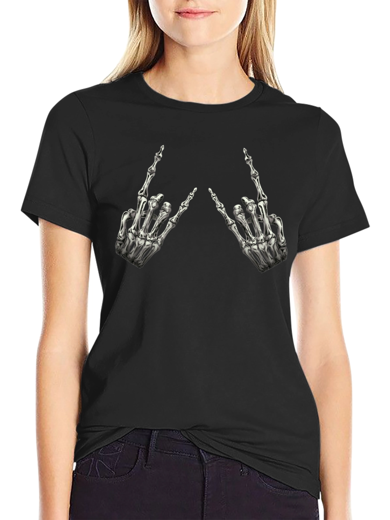 Rock On Skeleton Hand Graphic Tee