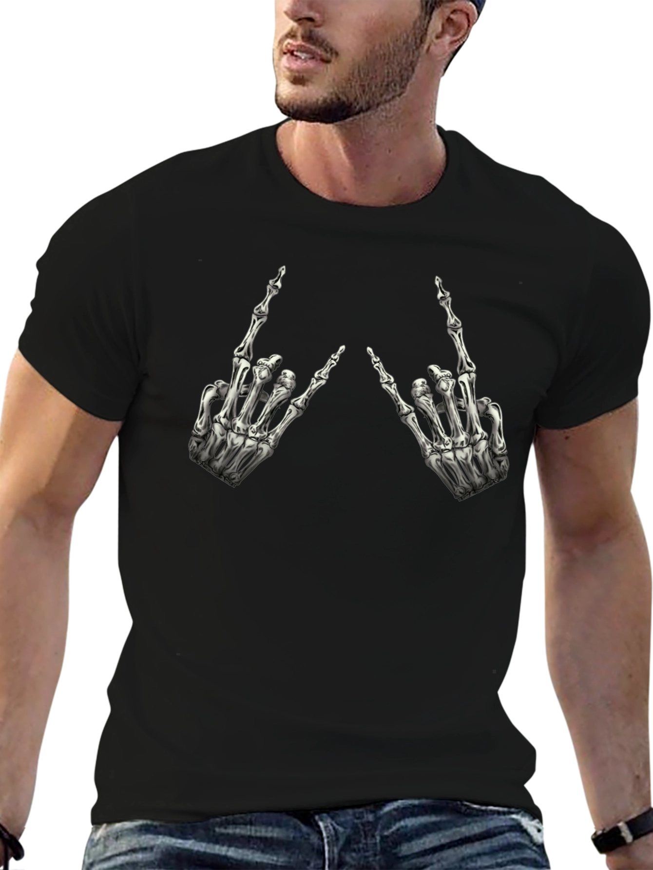 Rock On Skeleton Hand Graphic Tee