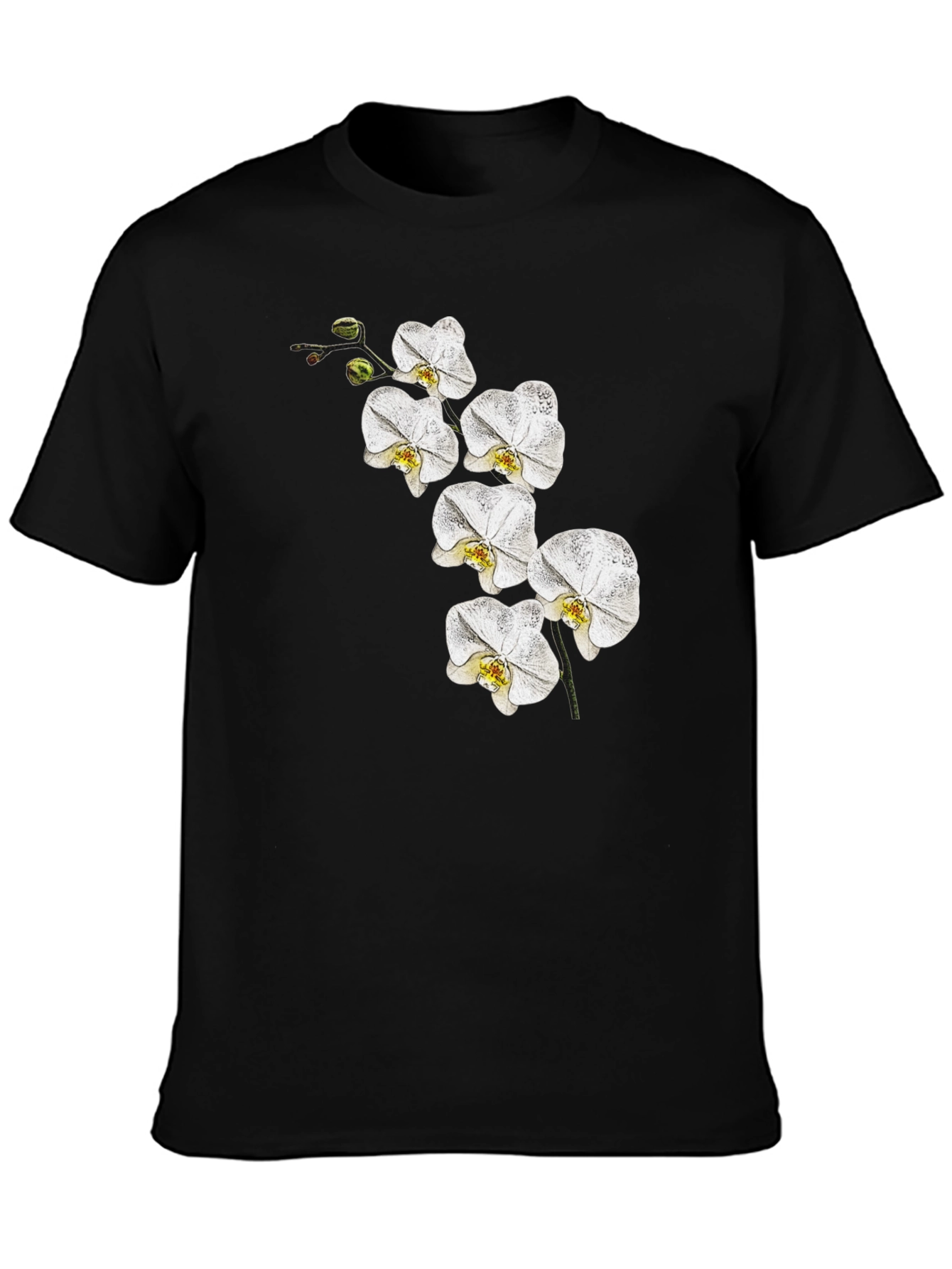 Orchid Flower Graphic T-Shirt - Classic Black