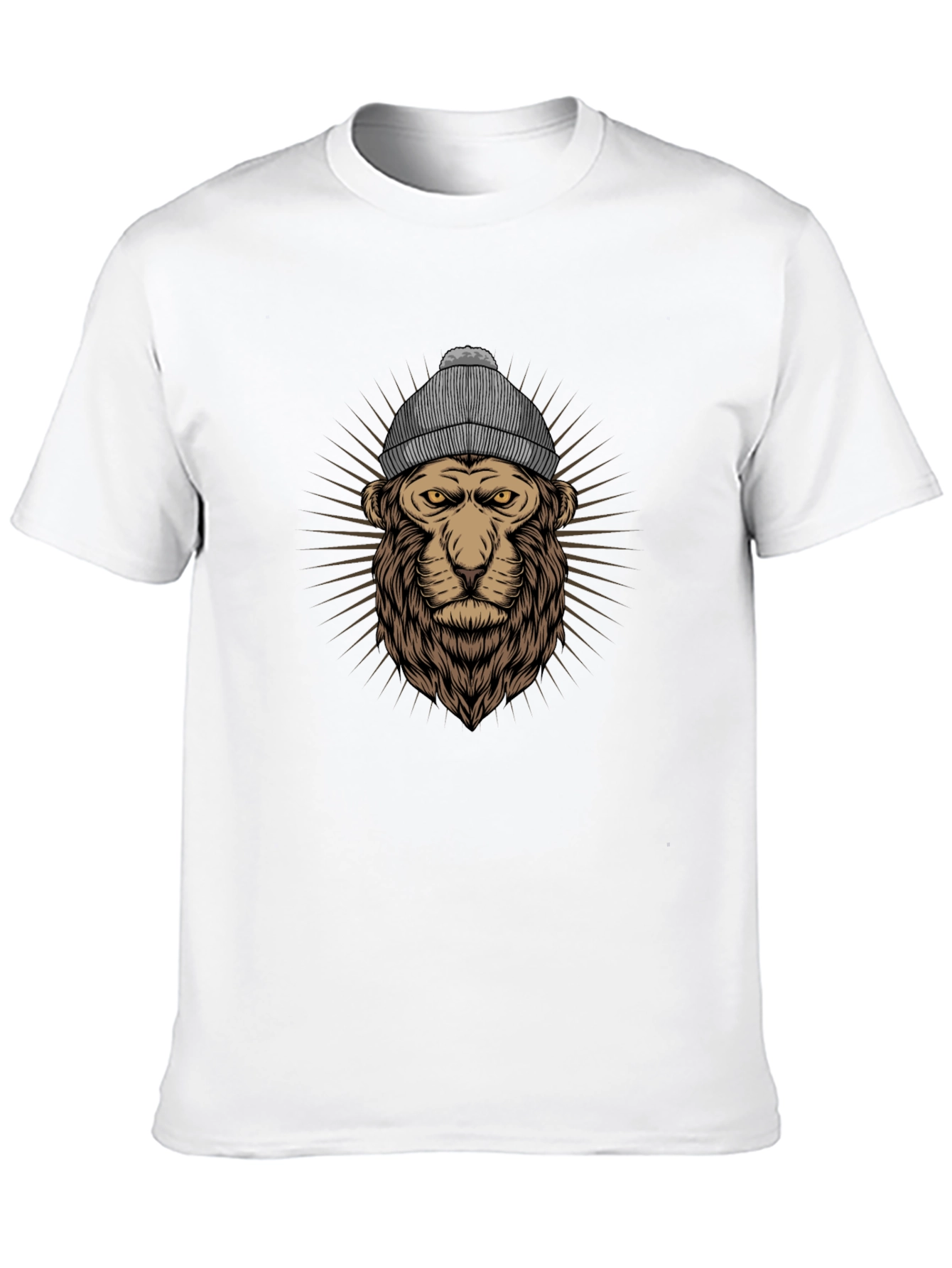 Lion in Beanie Graphic T-Shirt - Cool Streetwear