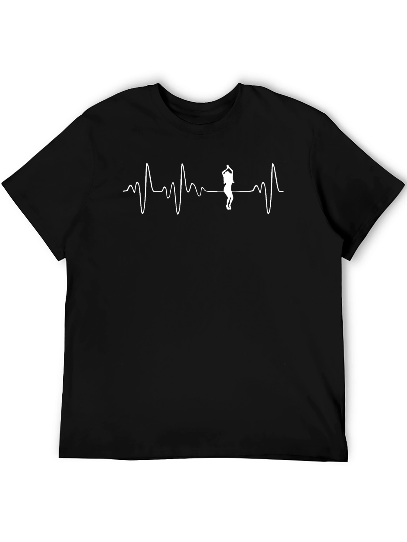Heartbeat Dancer Graphic Tee - Black Cotton T-Shirt