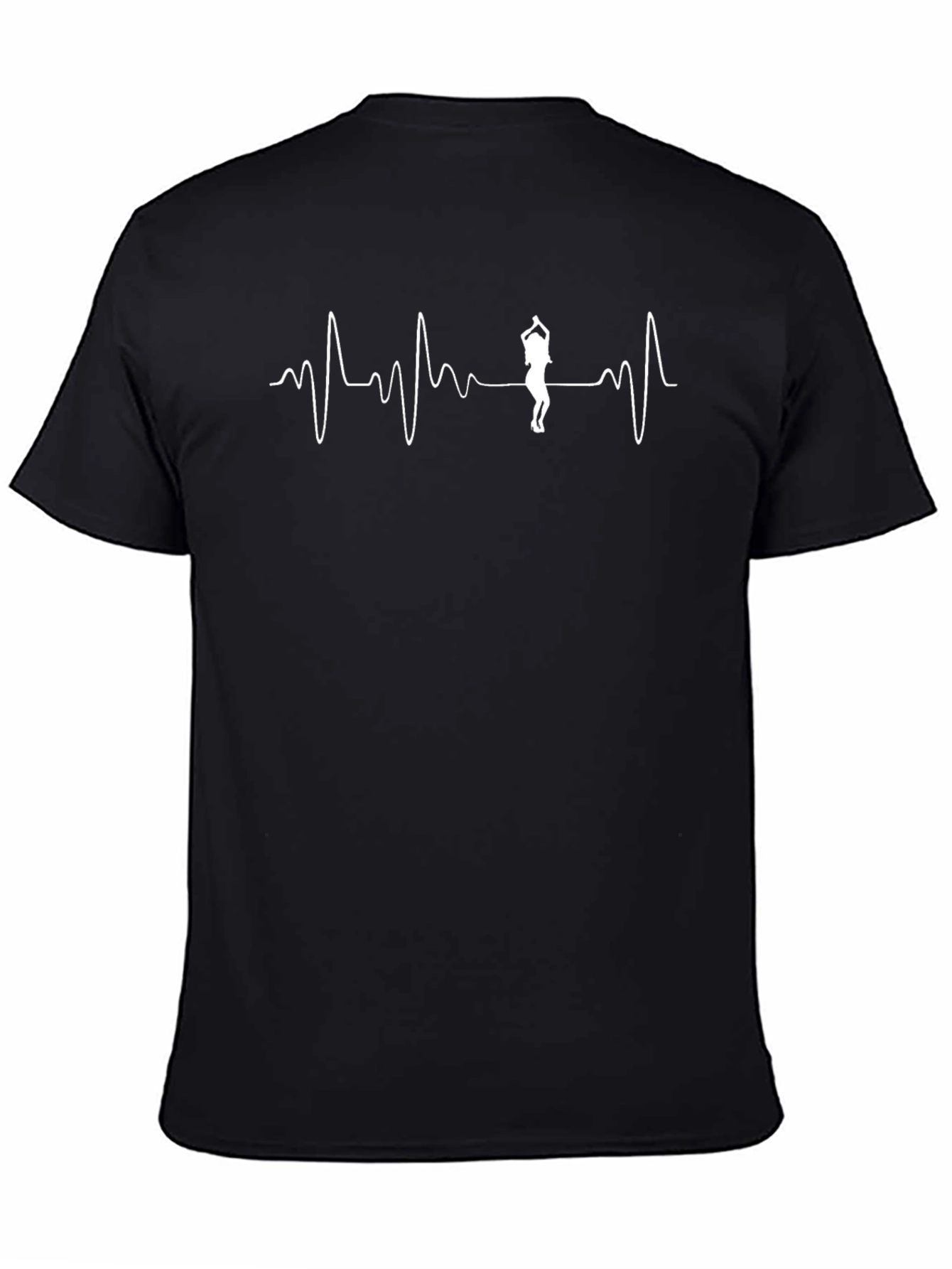 Heartbeat Dancer Graphic Tee - Black Cotton T-Shirt