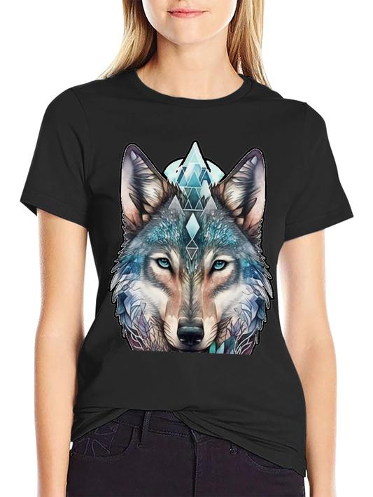 Wolf Graphic Tee - Geometric Design Soft Cotton