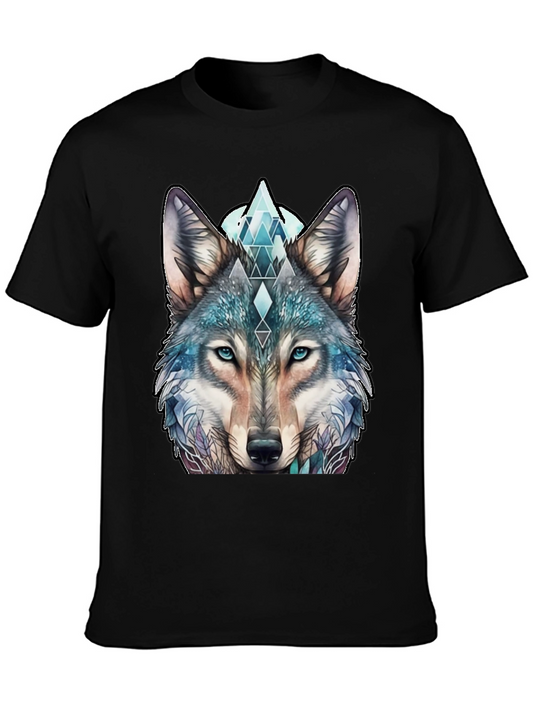 Wolf Graphic Tee - Geometric Design Soft Cotton